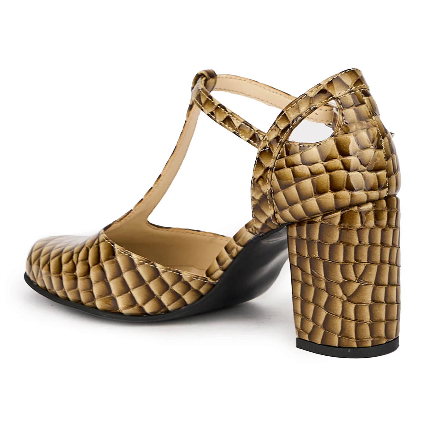 Pantofi dama din piele naturala multicolor cu toc gros 7.5 cm 15983 - Image 2