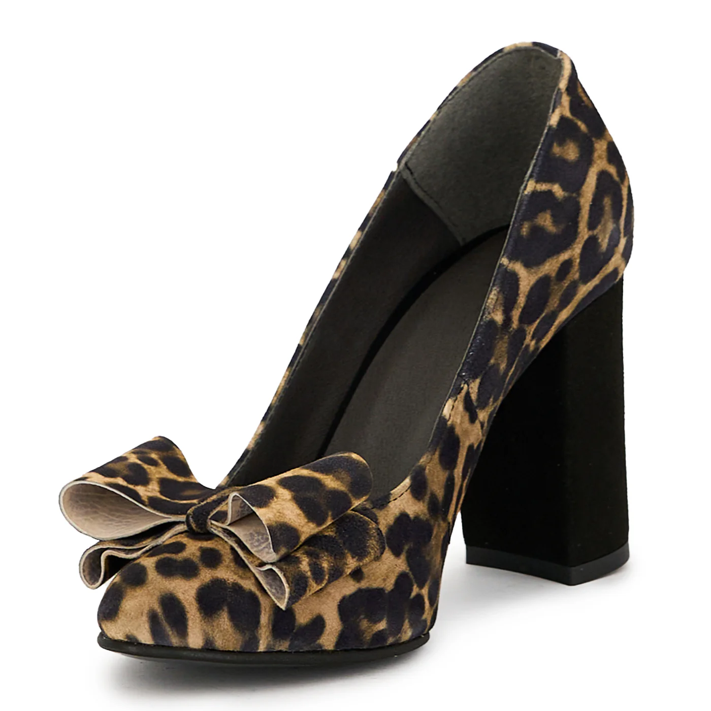Pantofi dama din piele naturala multicolor cu toc gros 8 cm 14960 - Image 3
