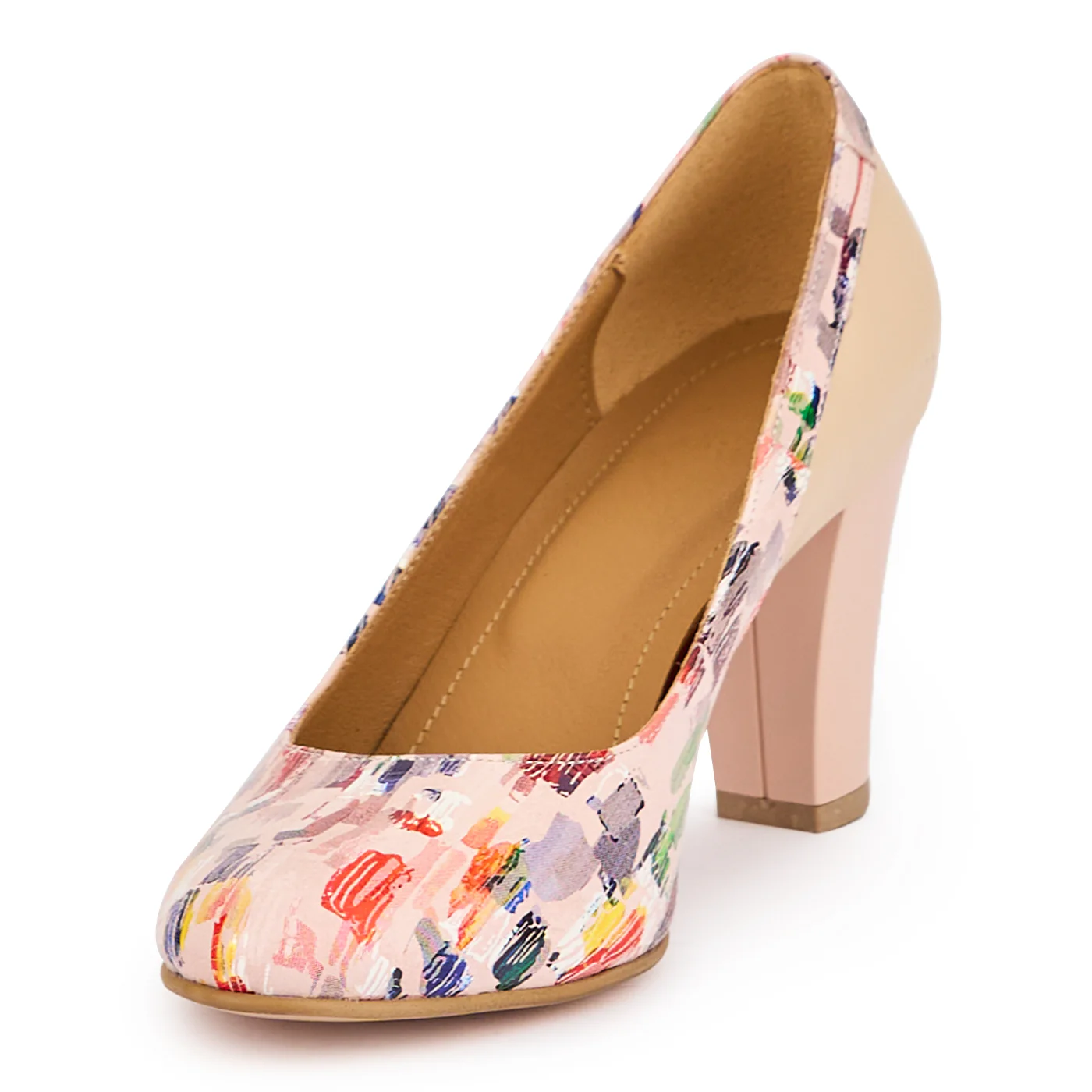 Pantofi dama din piele naturala multicolor cu toc gros 8 cm 15171 - Image 3