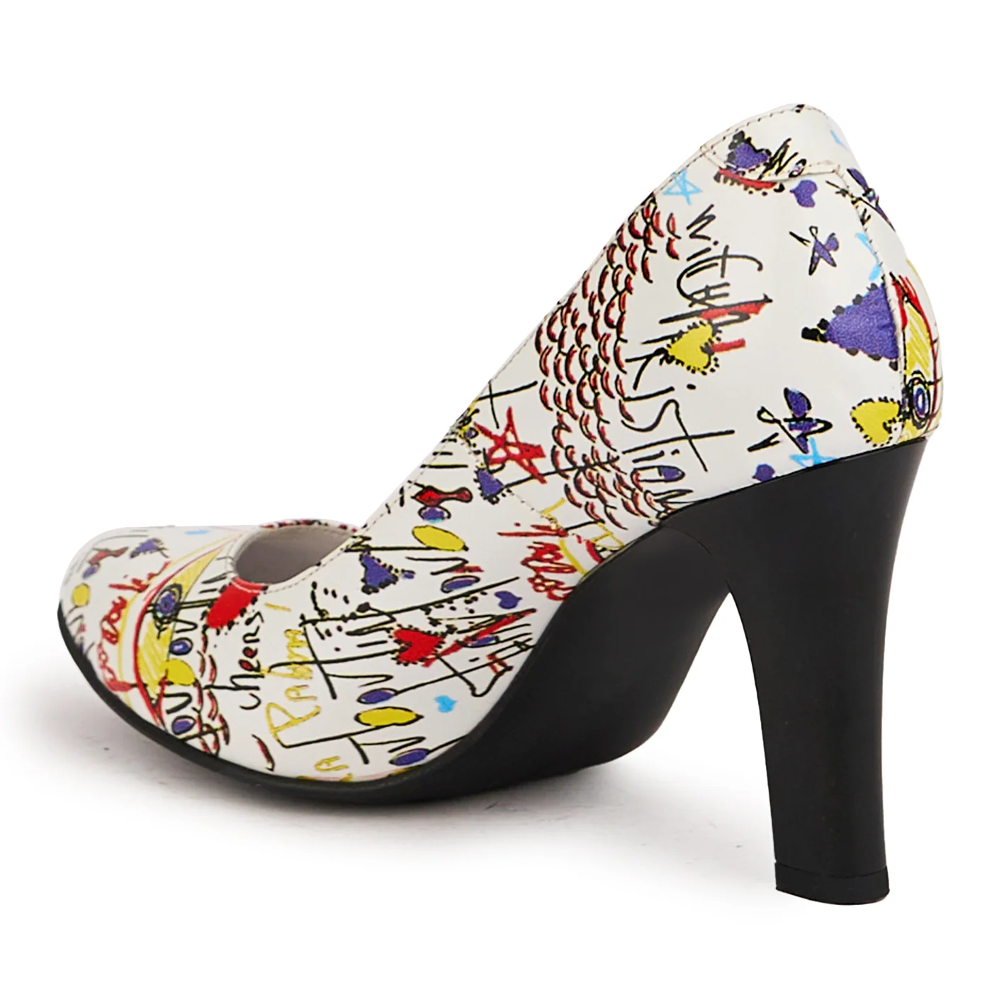Pantofi dama din piele naturala multicolor cu toc gros 9 cm 16752 - Image 2
