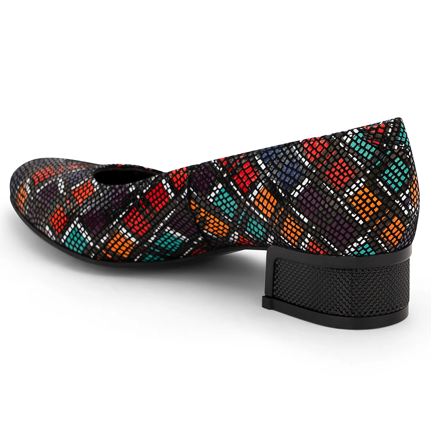 Pantofi dama din piele naturala multicolor cu toc mic 3.5 cm 14185 - Image 2
