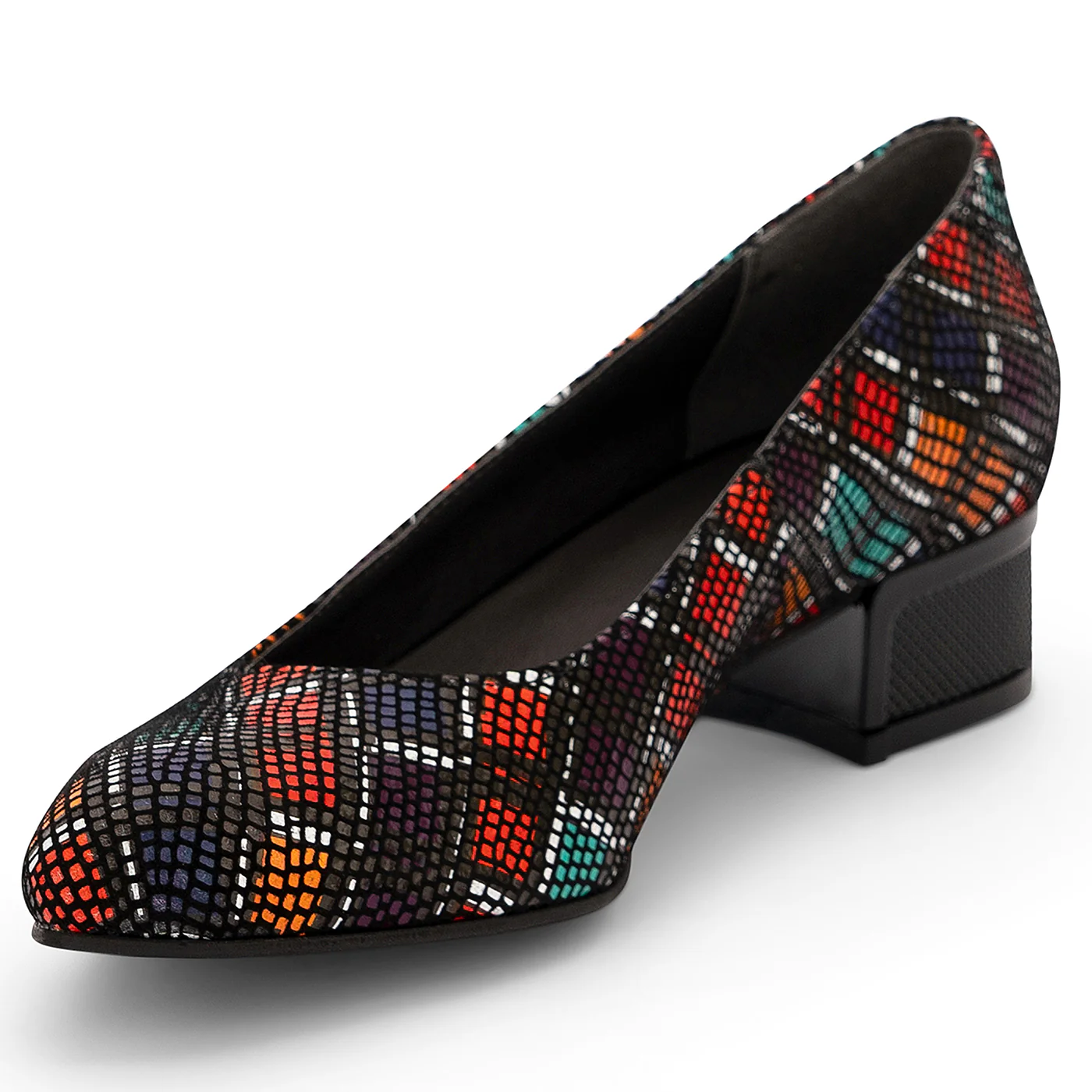 Pantofi dama din piele naturala multicolor cu toc mic 3.5 cm 14185 - Image 3