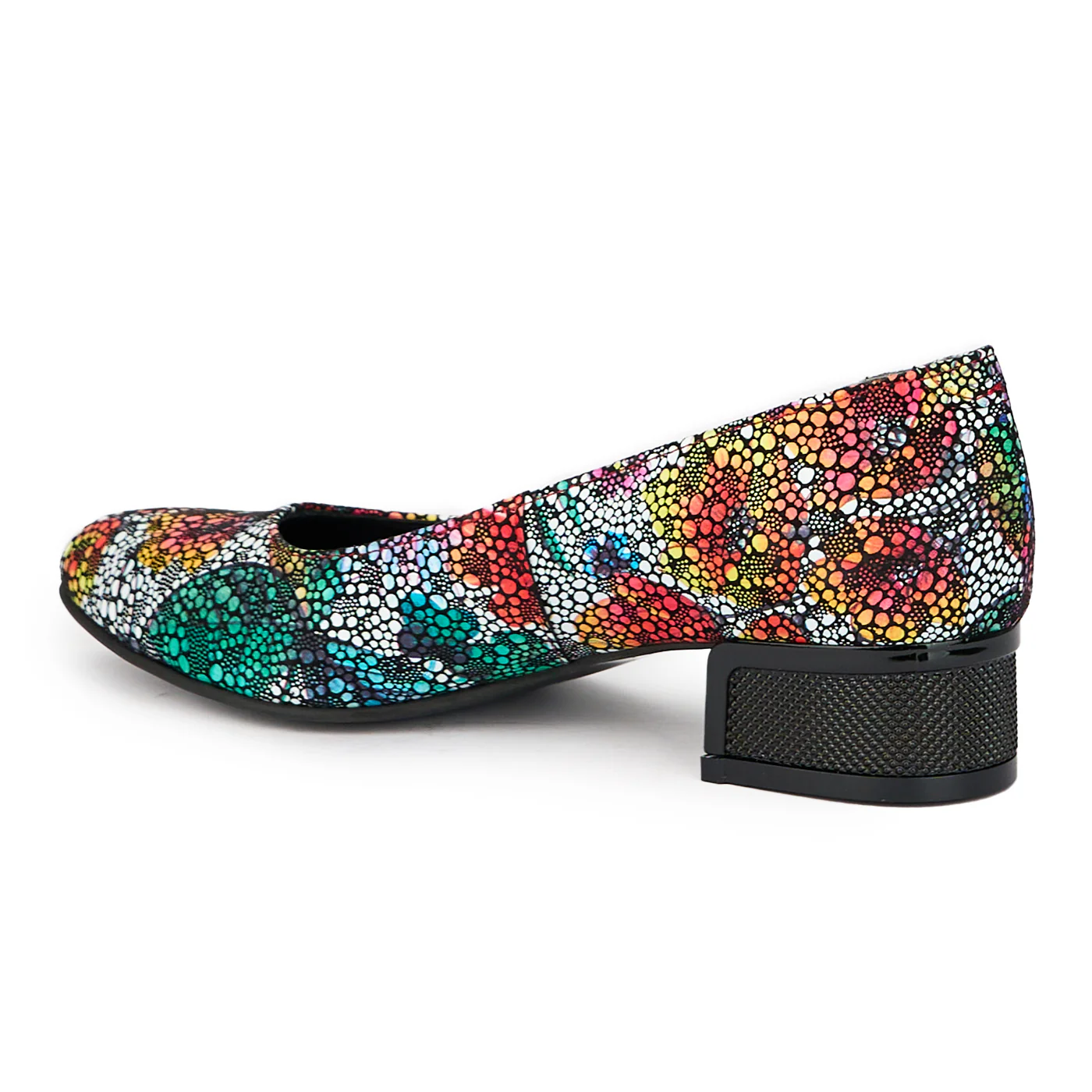 Pantofi dama din piele naturala multicolor cu toc mic 3.5 cm 15256 - Image 2
