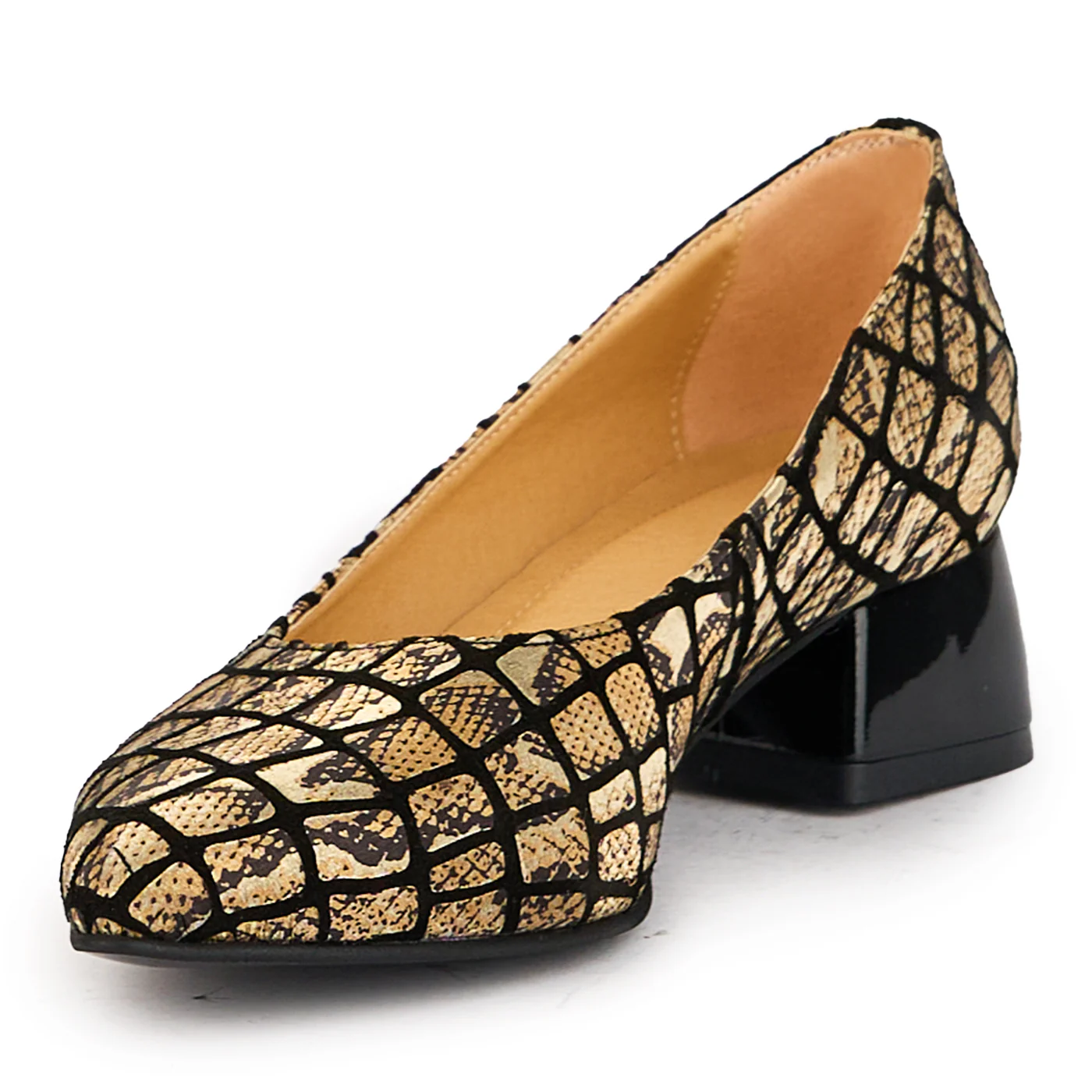 Pantofi dama din piele naturala multicolor cu toc mic 4 cm 17308 - Image 3