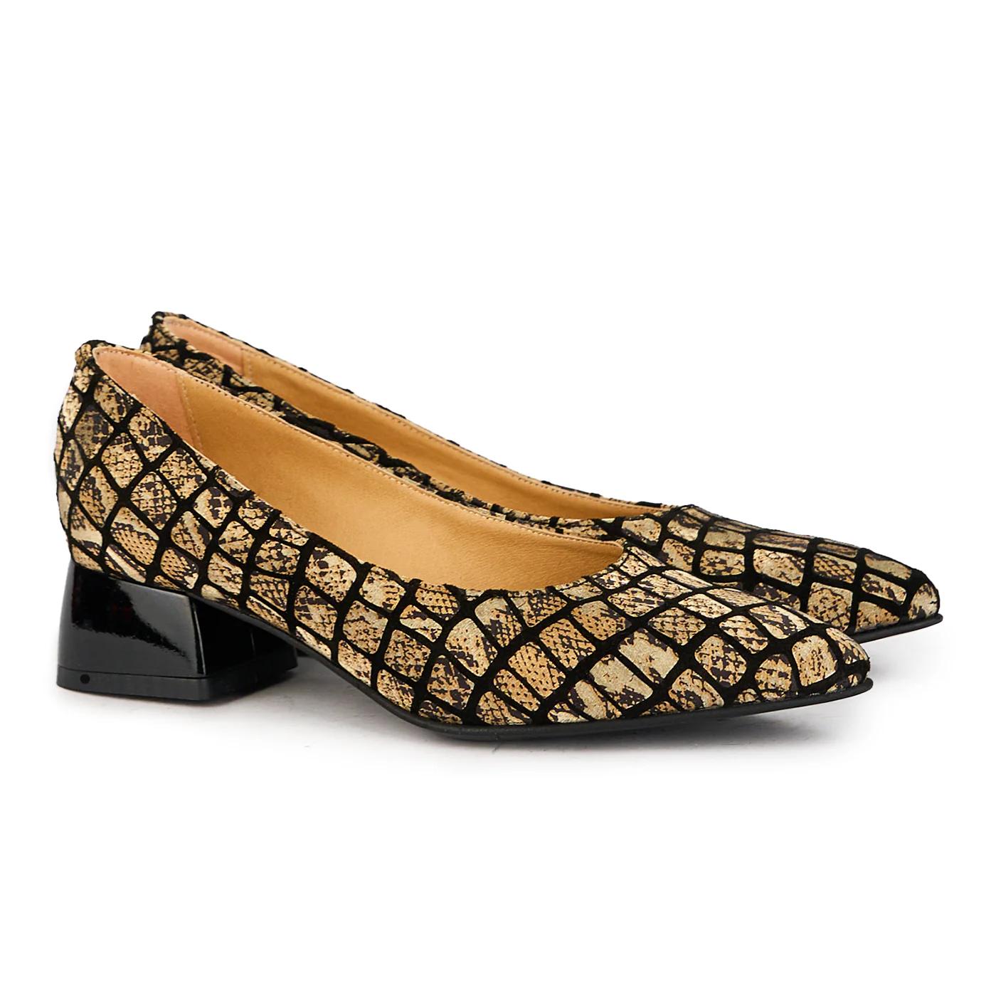 Pantofi dama din piele naturala multicolor cu toc mic 4 cm 17308 - Image 4