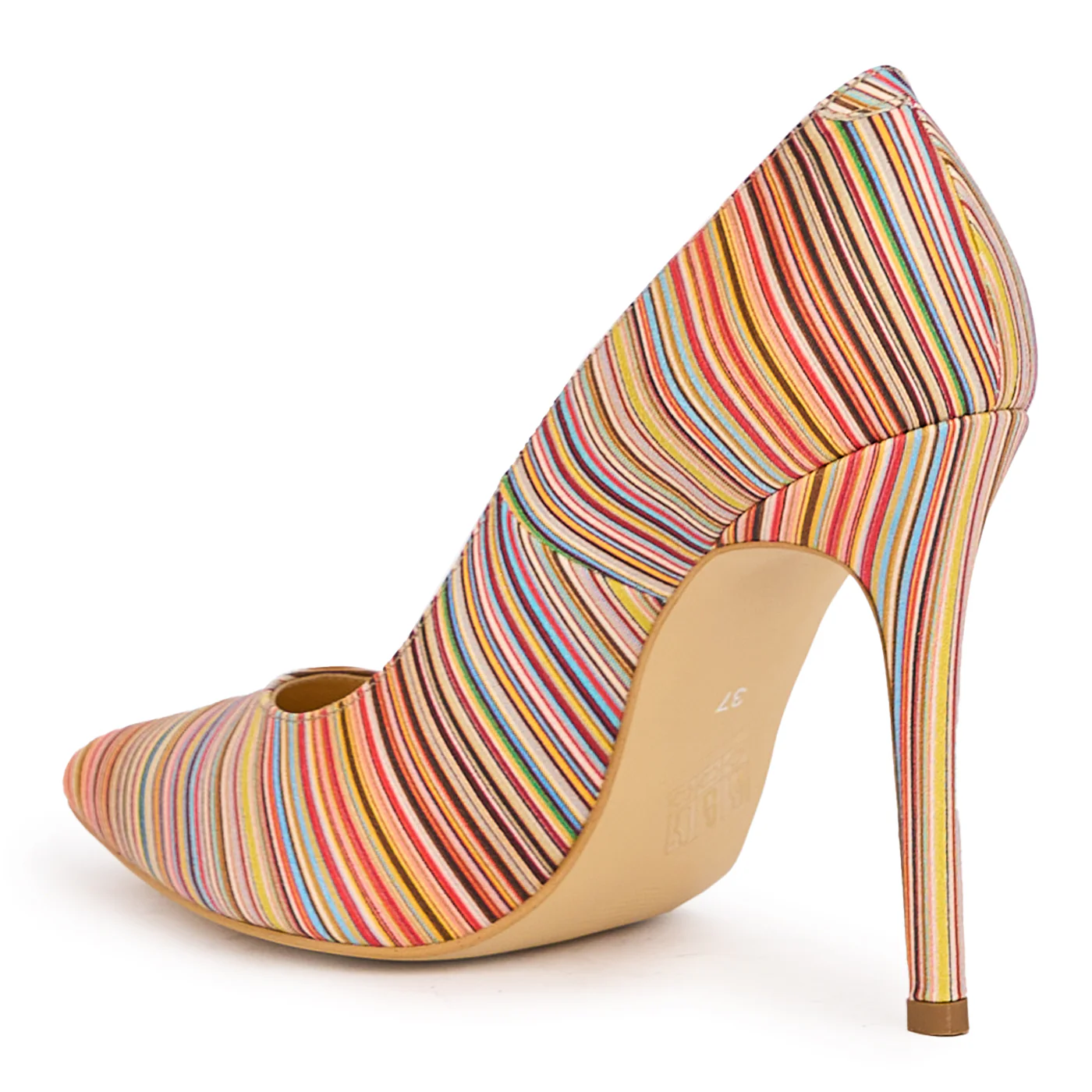 Pantofi dama din piele naturala multicolor cu toc subtire 11 cm 17112 - Image 2