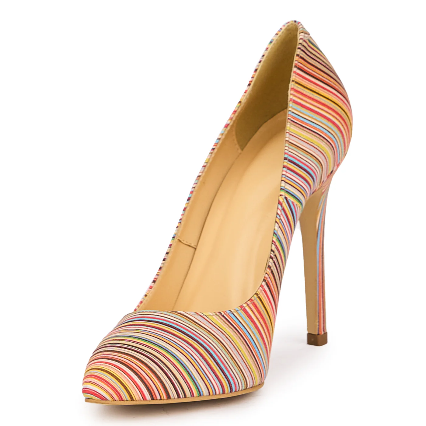 Pantofi dama din piele naturala multicolor cu toc subtire 11 cm 17112 - Image 3