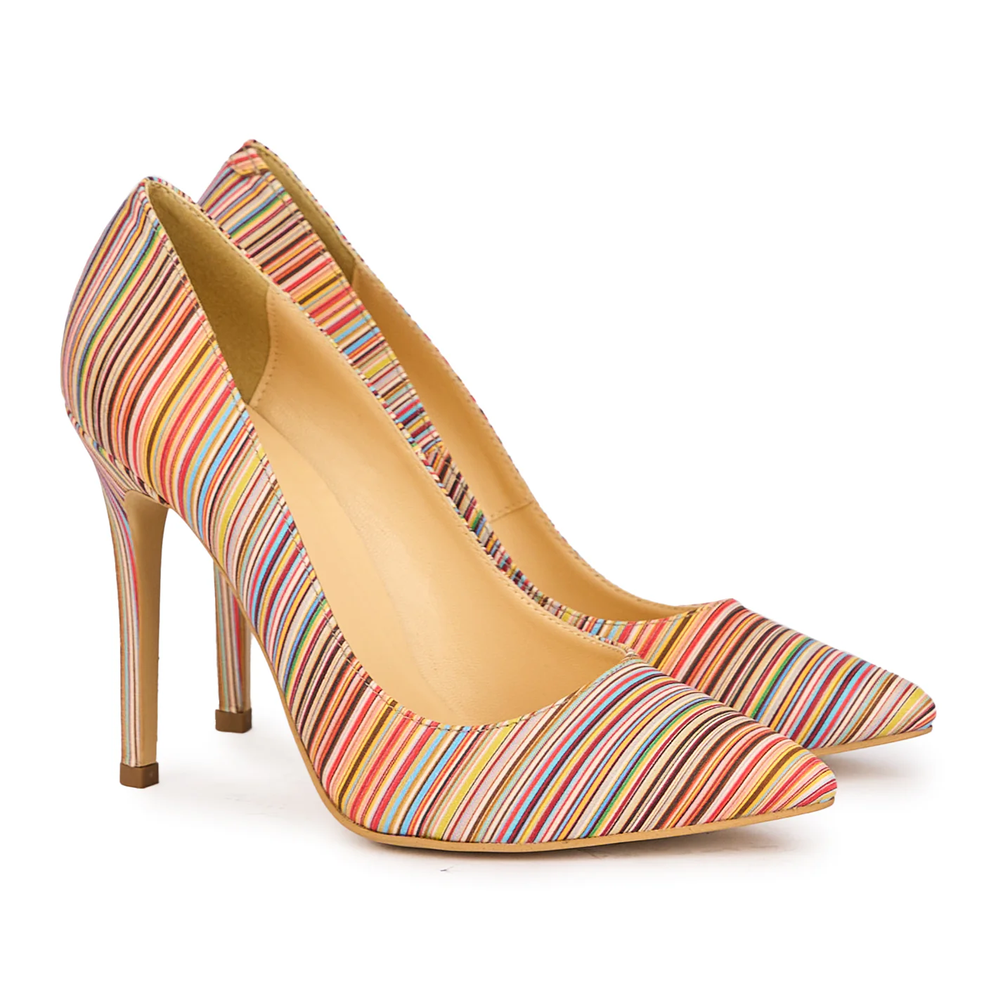 Pantofi dama din piele naturala multicolor cu toc subtire 11 cm 17112 - Image 4