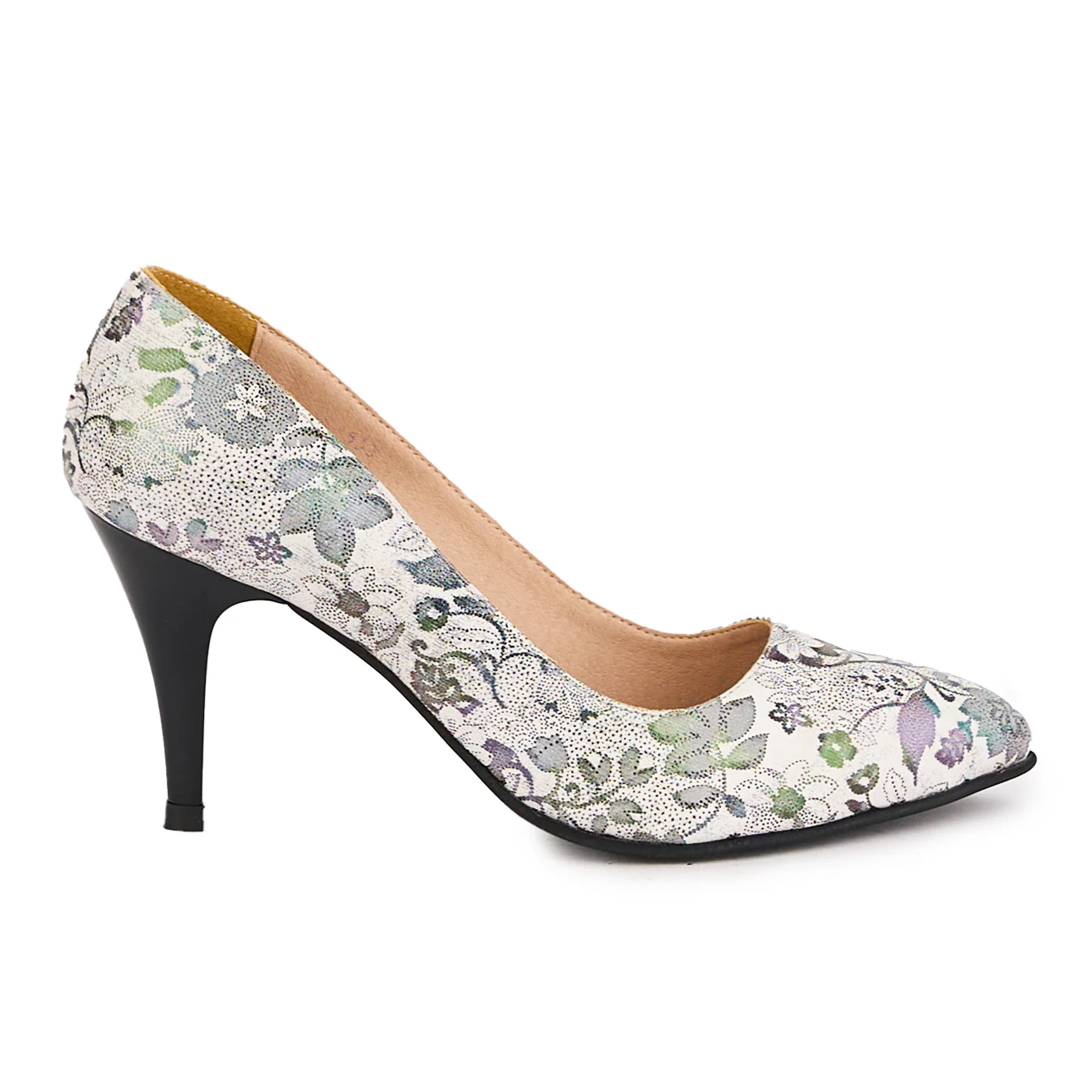 Pantofi dama din piele naturala multicolor cu toc subtire 8.5 cm 16663