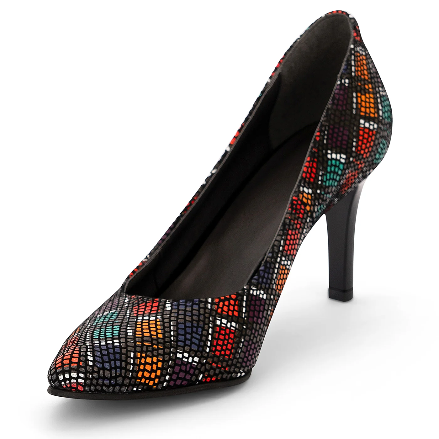 Pantofi dama din piele naturala multicolor cu toc subtire 8 cm 14187 - Image 3