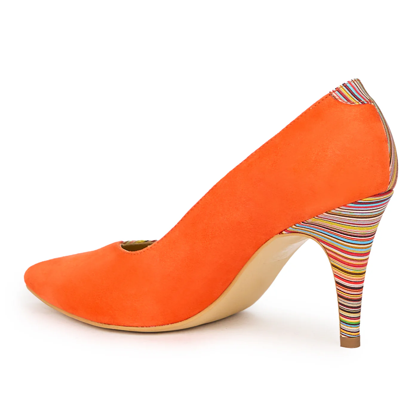 Pantofi dama din piele naturala multicolor cu toc subtire 9 cm 15359 - Image 2