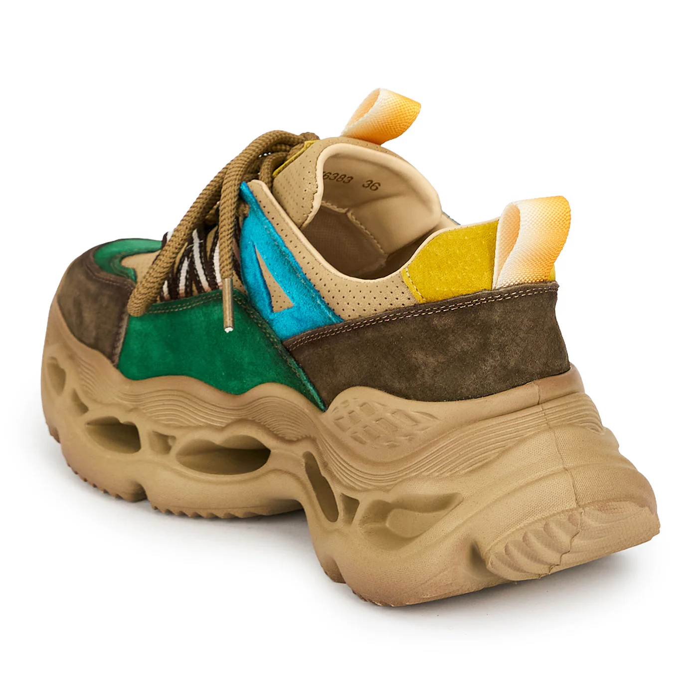 Pantofi dama din piele naturala multicolora cu talpa inalta 6 cm 19271 - Image 3