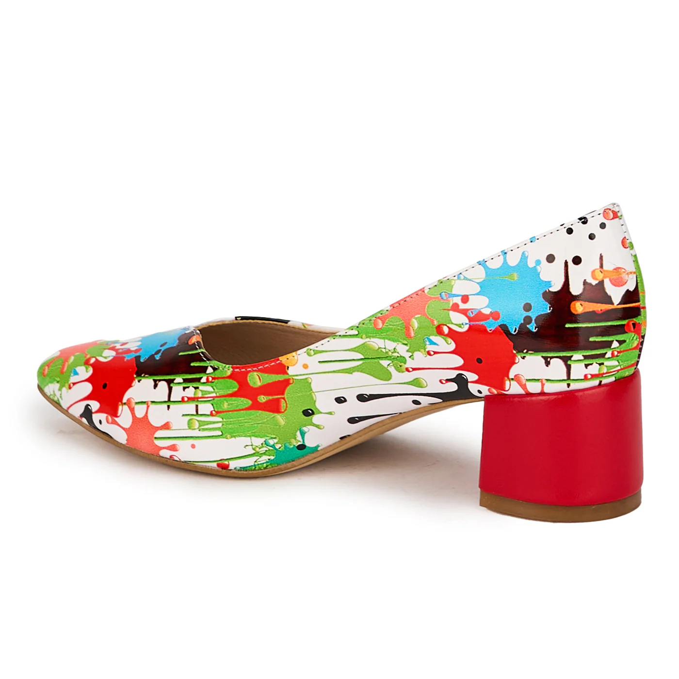 Pantofi dama din piele naturala multicolora cu toc gros 4.5 cm 18118 - Image 2
