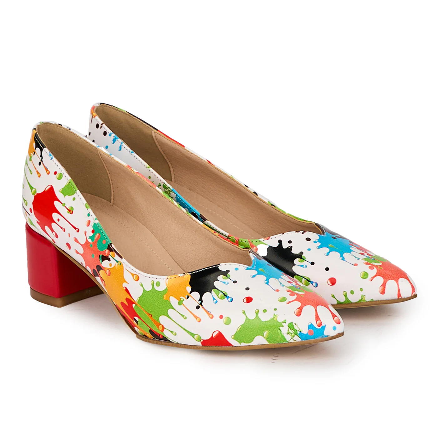 Pantofi dama din piele naturala multicolora cu toc gros 4.5 cm 18118 - Image 4