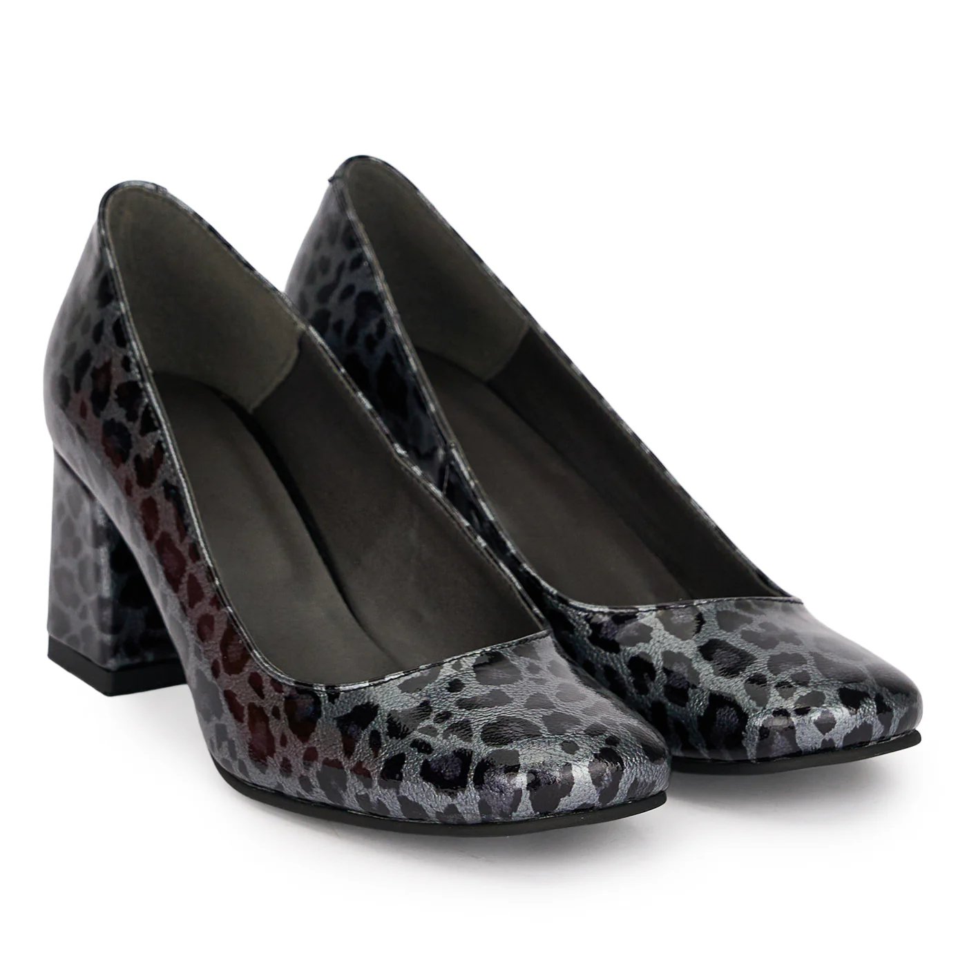 Pantofi dama din piele naturala multicolora cu toc gros 6.5 cm 18876 - Image 4