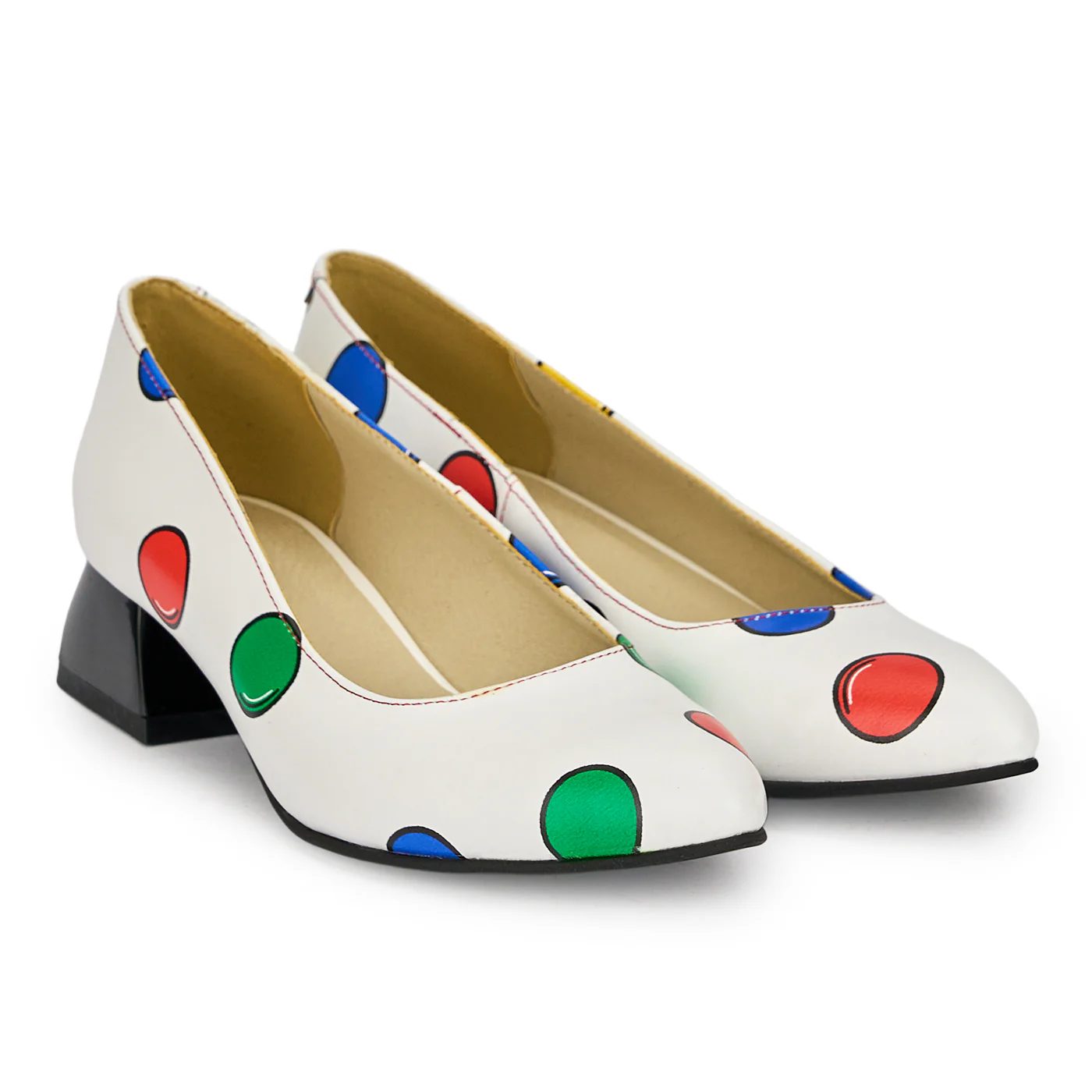 Pantofi dama din piele naturala multicolora cu toc mic 3.5 cm 18987 - Image 4