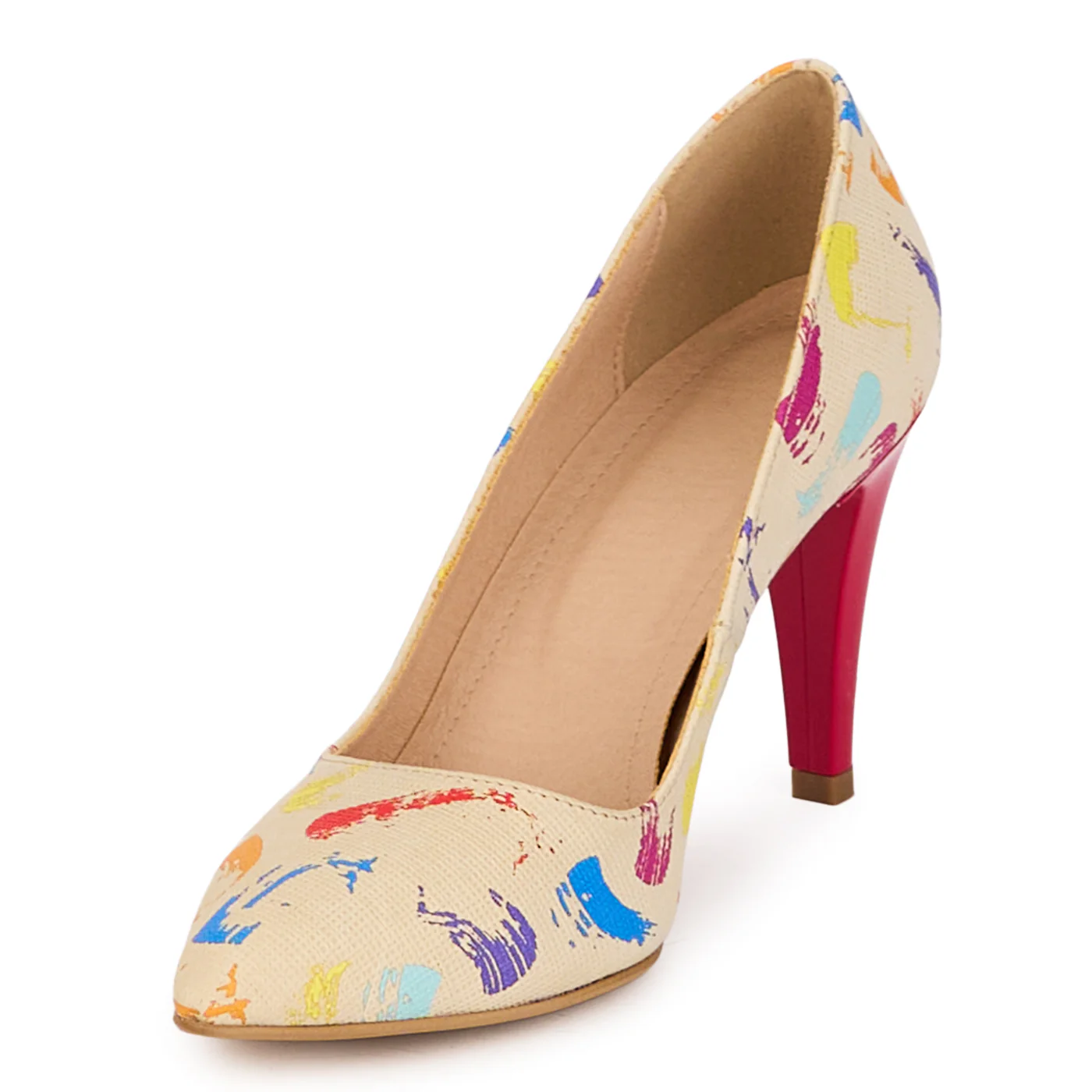 Pantofi dama din piele naturala multicolora cu toc subtire 8.5 cm 18512 - Image 3