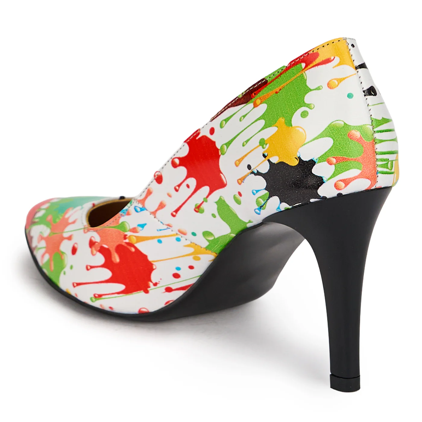 Pantofi dama din piele naturala multicolora cu toc subtire 8.5 cm 19673 - Image 4