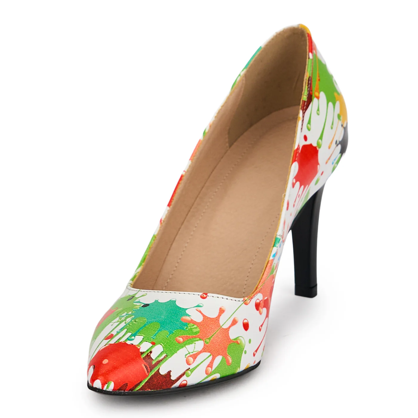 Pantofi dama din piele naturala multicolora cu toc subtire 8.5 cm 19673 - Image 5