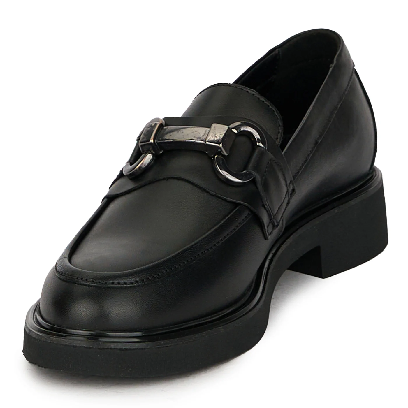 Pantofi dama din piele naturala neagra cu accesoriu metalic 17838 - Image 3