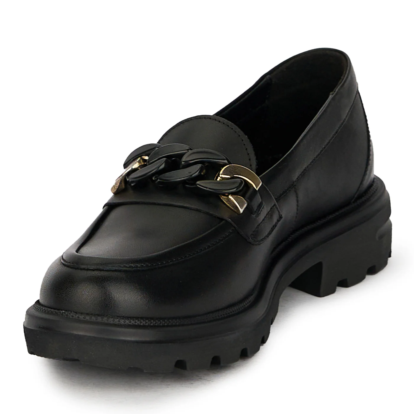 Pantofi dama din piele naturala neagra cu accesoriu metalic 17839 - Image 3