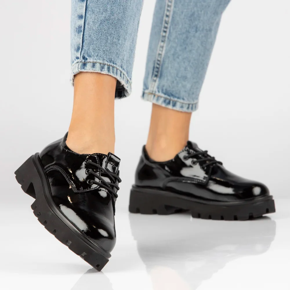 Pantofi dama din piele naturala neagra 14132 - Image 2