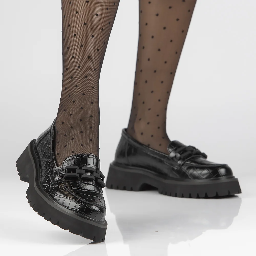 Pantofi dama din piele naturala neagra 14144