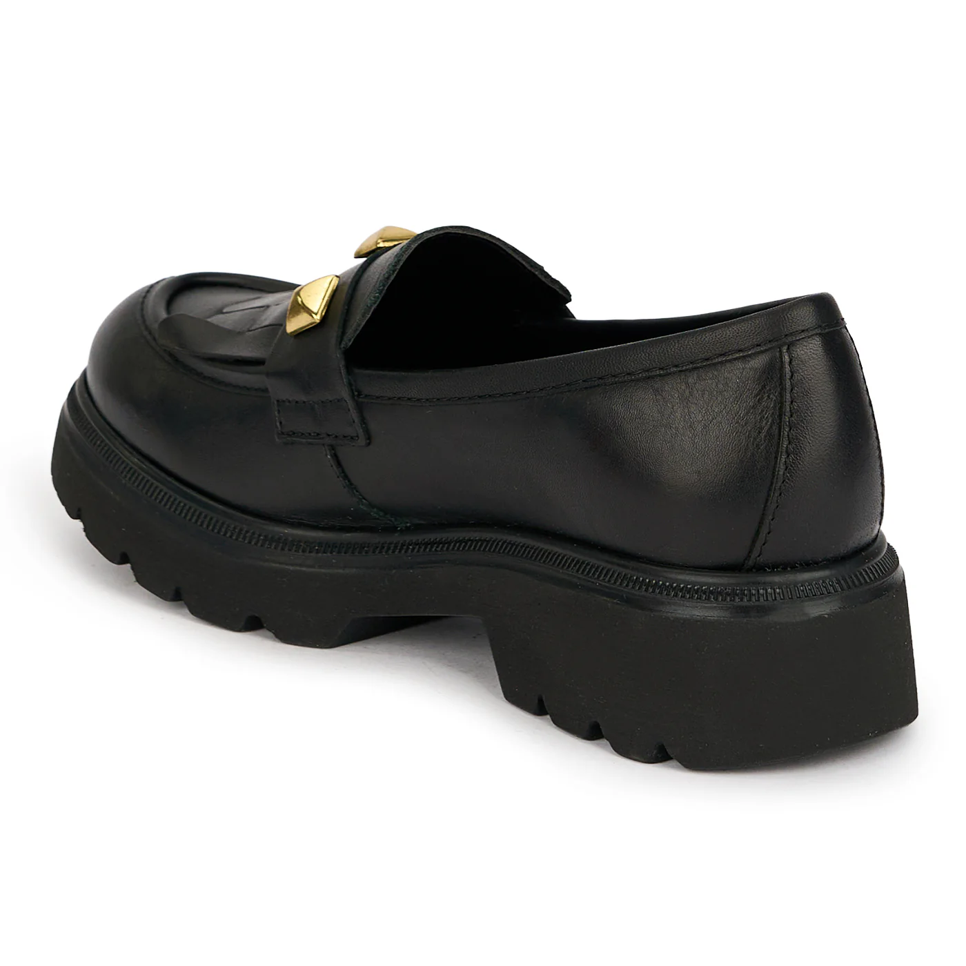 Pantofi dama din piele naturala neagra cu accesorii metalice 19096 - Image 2