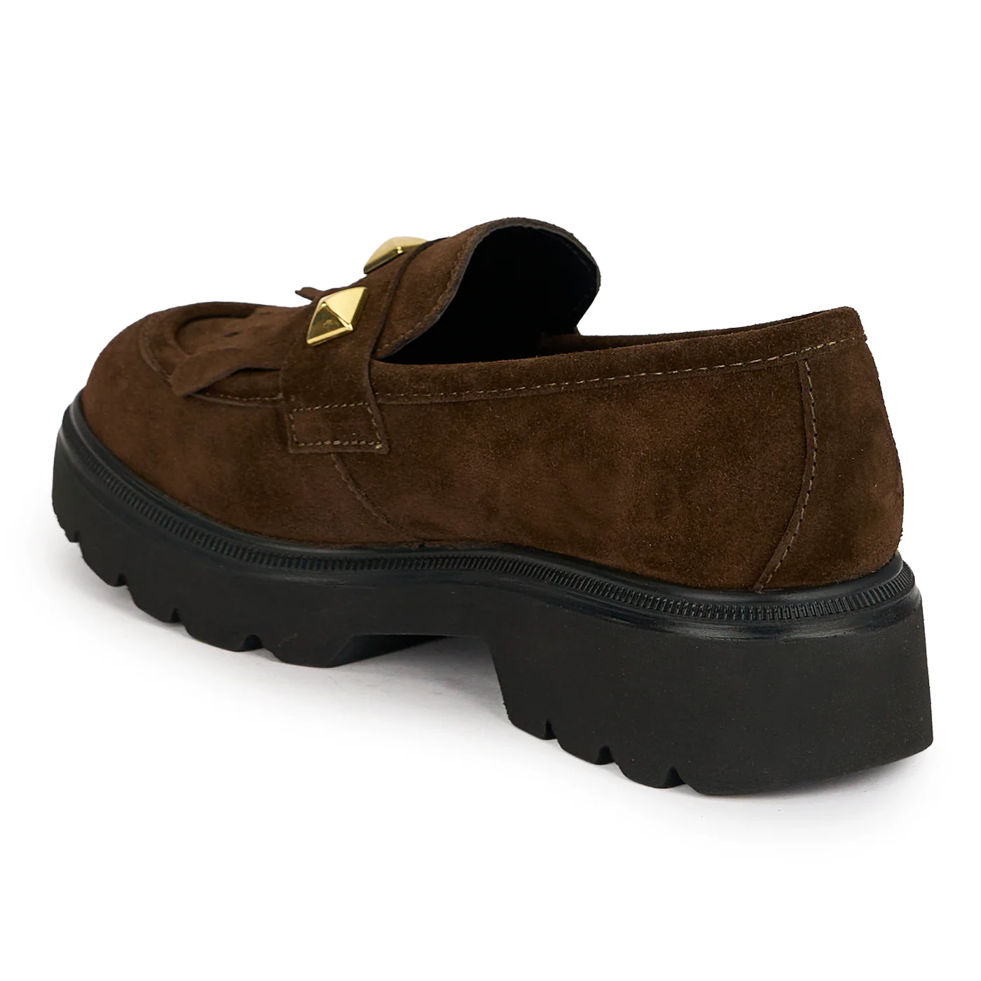 Pantofi dama din piele naturala maro cu accesorii metalice 19097 - Image 2