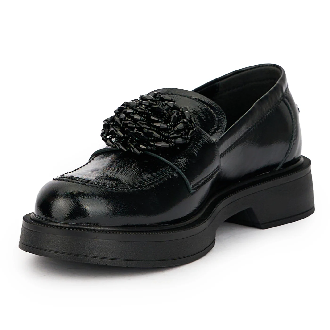 Pantofi dama din piele naturala neagra cu accesoriu 15836 - Image 3