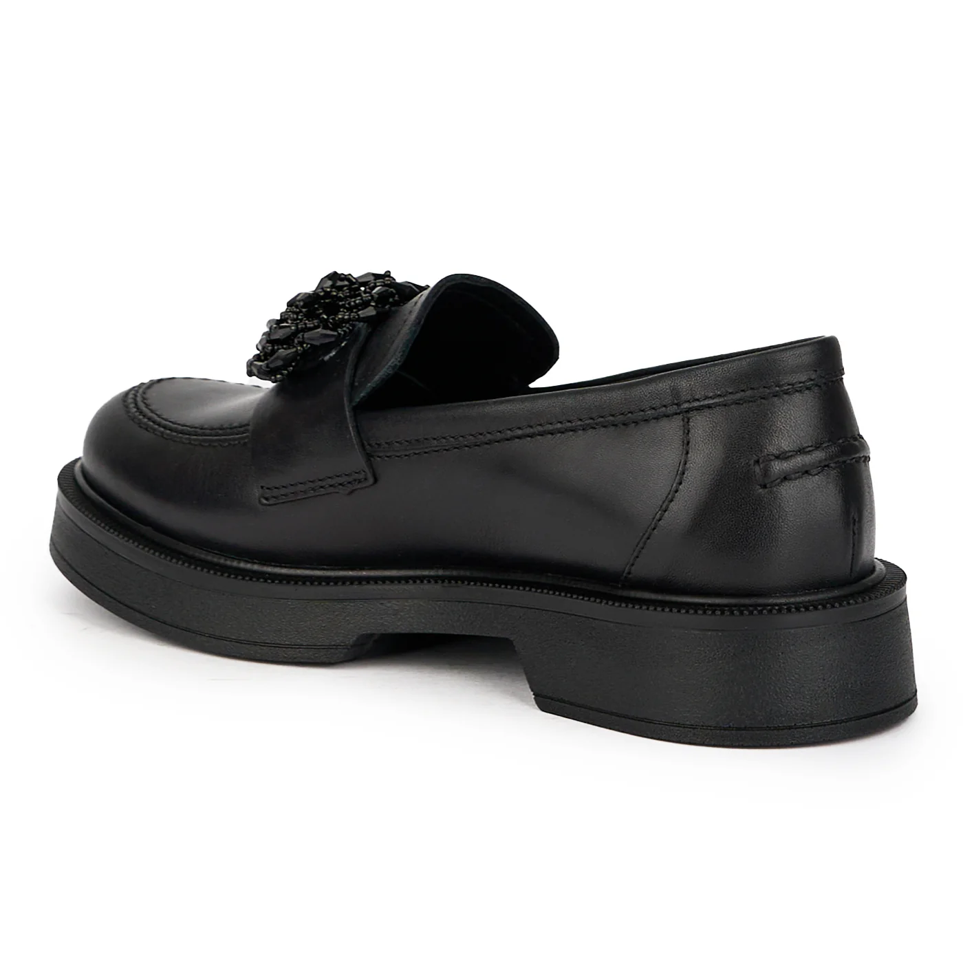 Pantofi dama din piele naturala neagra cu accesoriu 15837 - Image 2