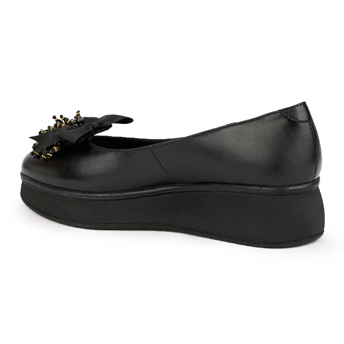 Pantofi dama din piele naturala neagra cu accesoriu 16355 - Image 2