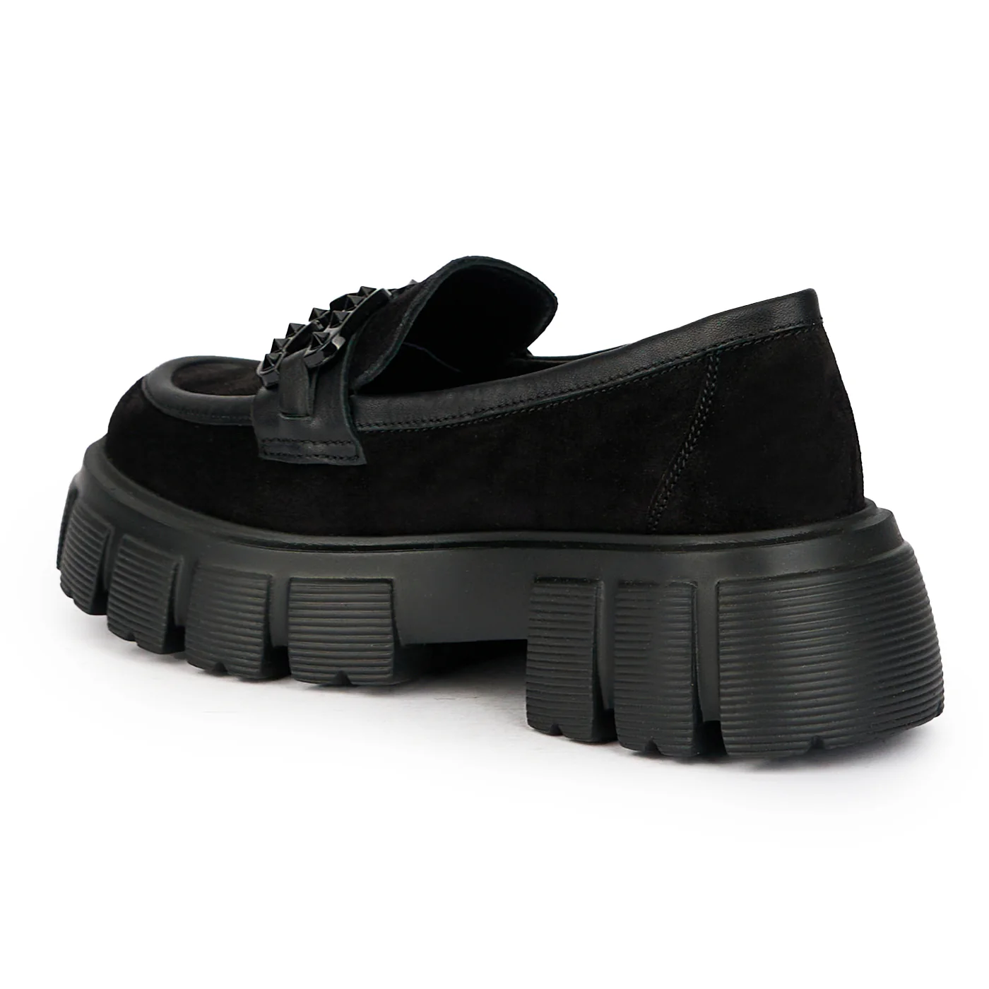 Pantofi dama din piele naturala neagra cu accesoriu metalic 15841 - Image 2