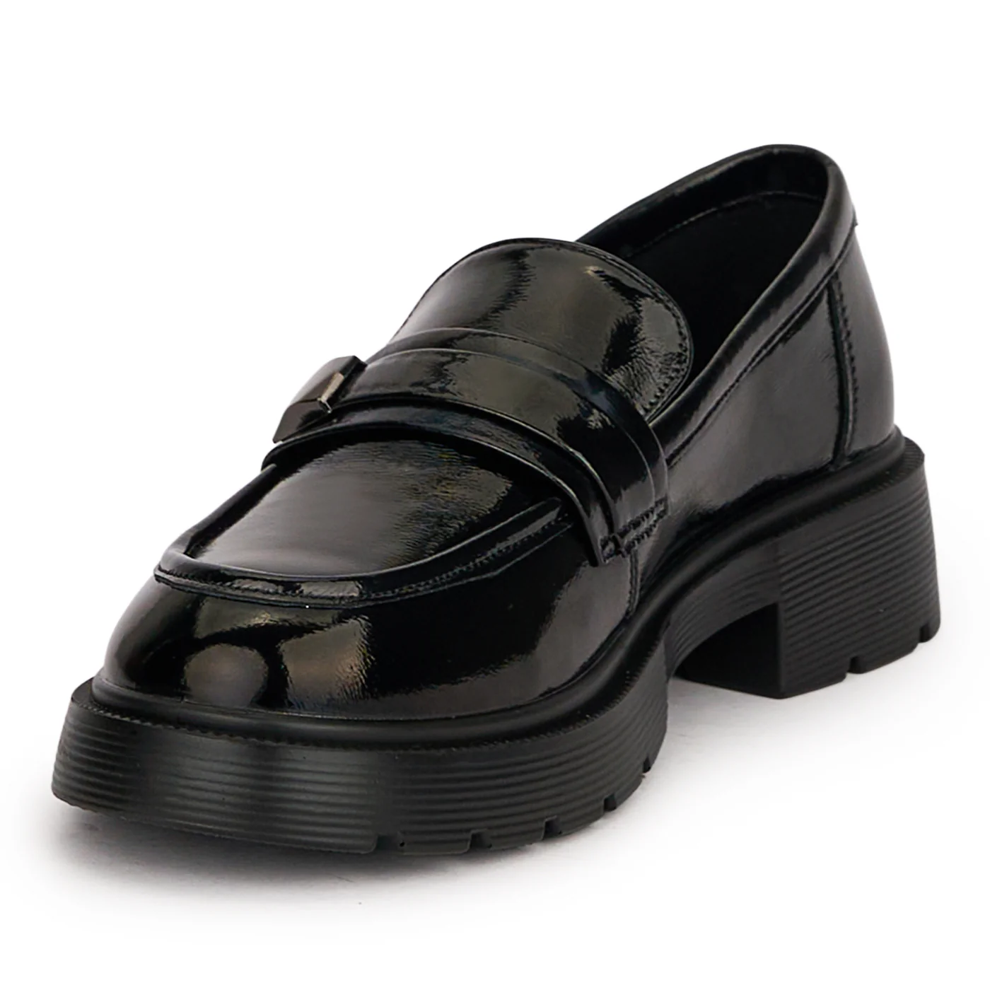 Pantofi dama din piele naturala neagra cu accesoriu metalic 18707 - Image 3