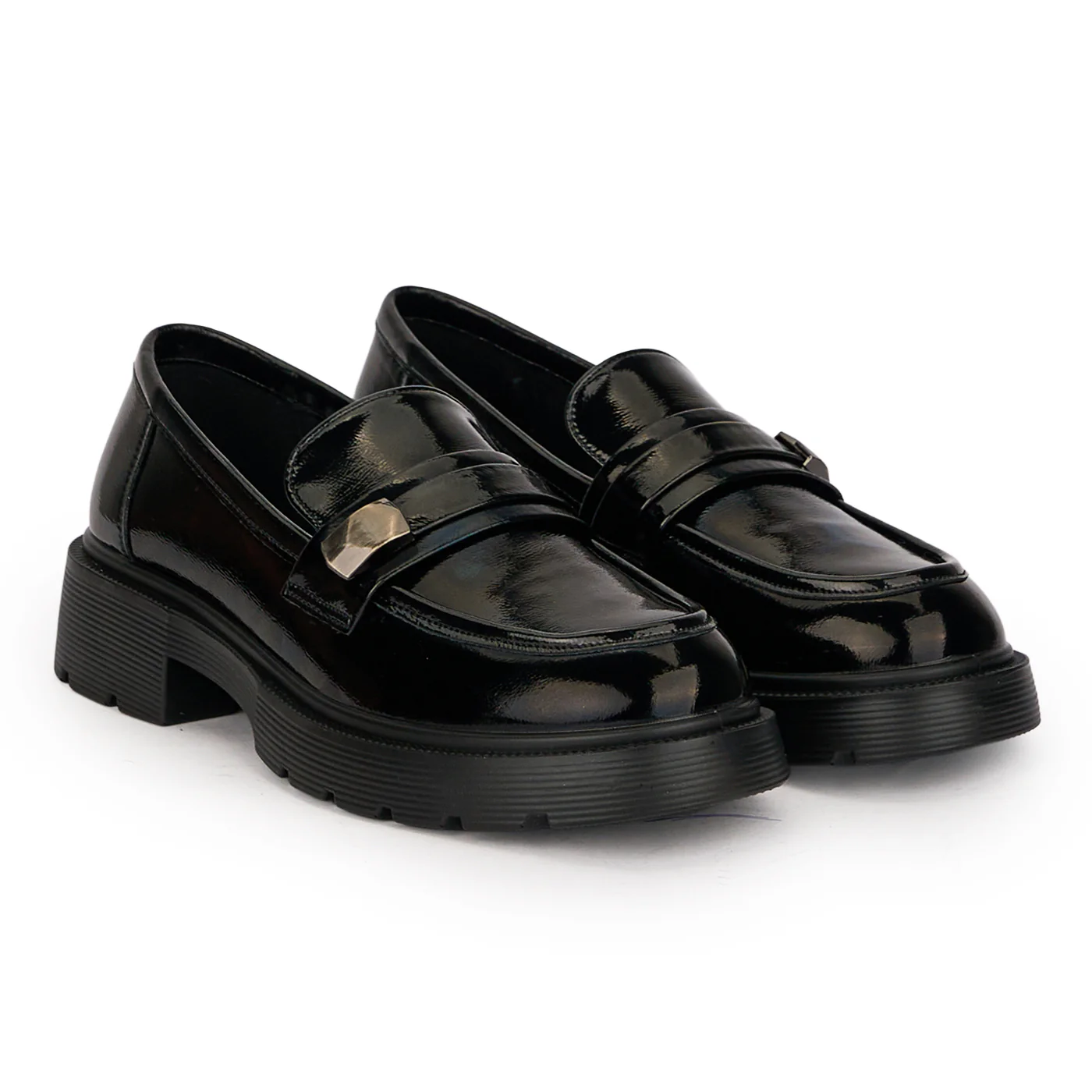 Pantofi dama din piele naturala neagra cu accesoriu metalic 18707 - Image 4