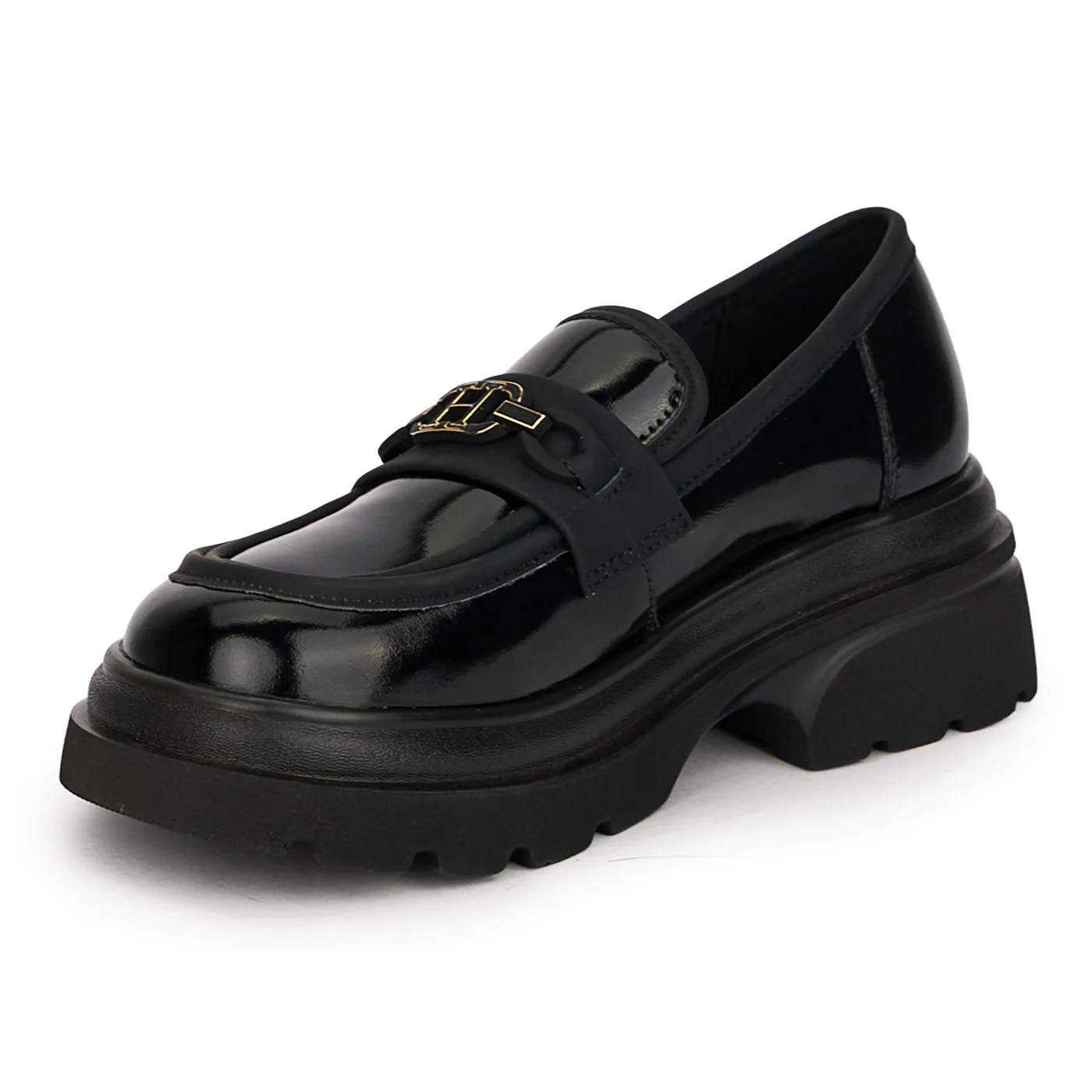 Pantofi dama din piele naturala neagra cu accesoriu metalic 18708 - Image 3