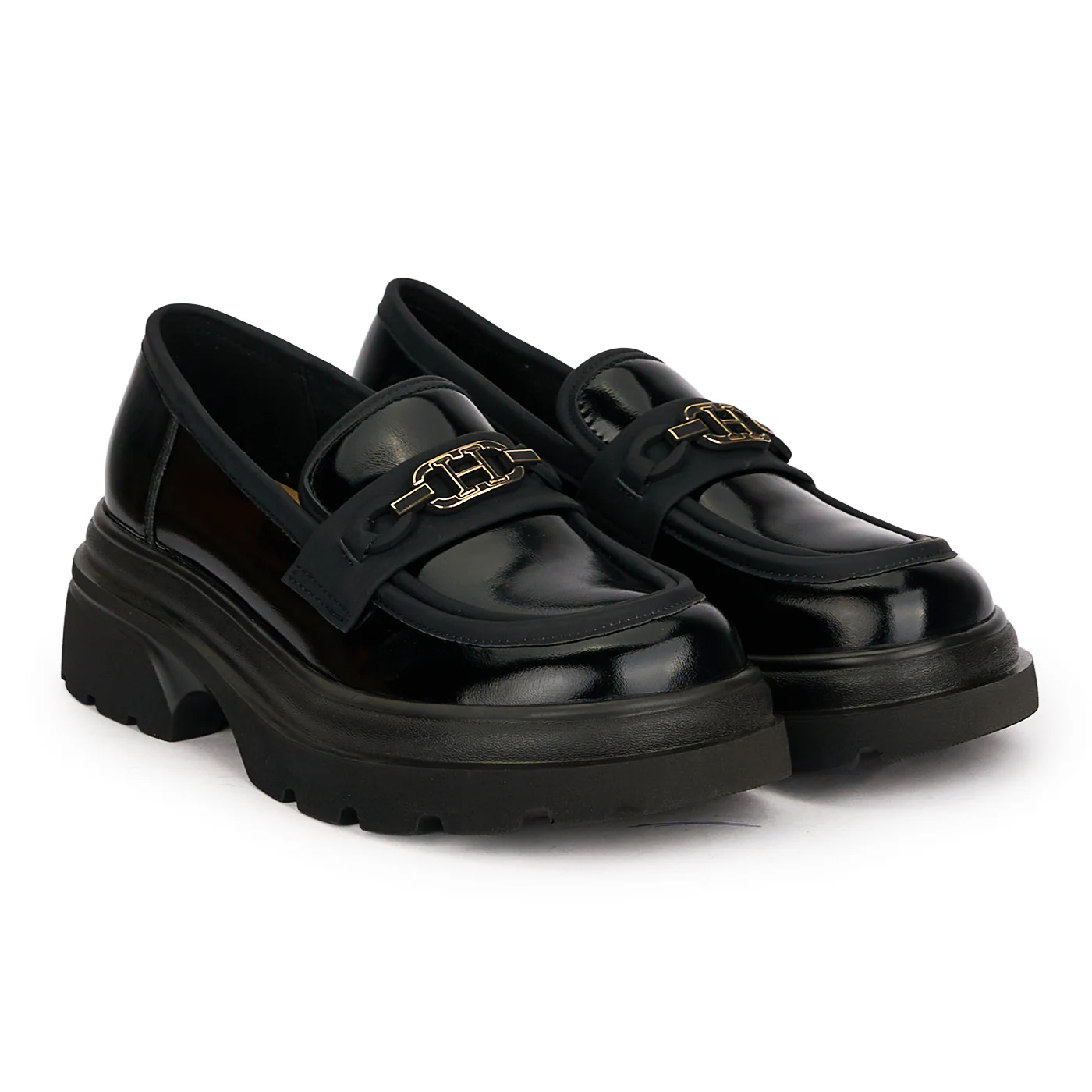 Pantofi dama din piele naturala neagra cu accesoriu metalic 18708 - Image 4