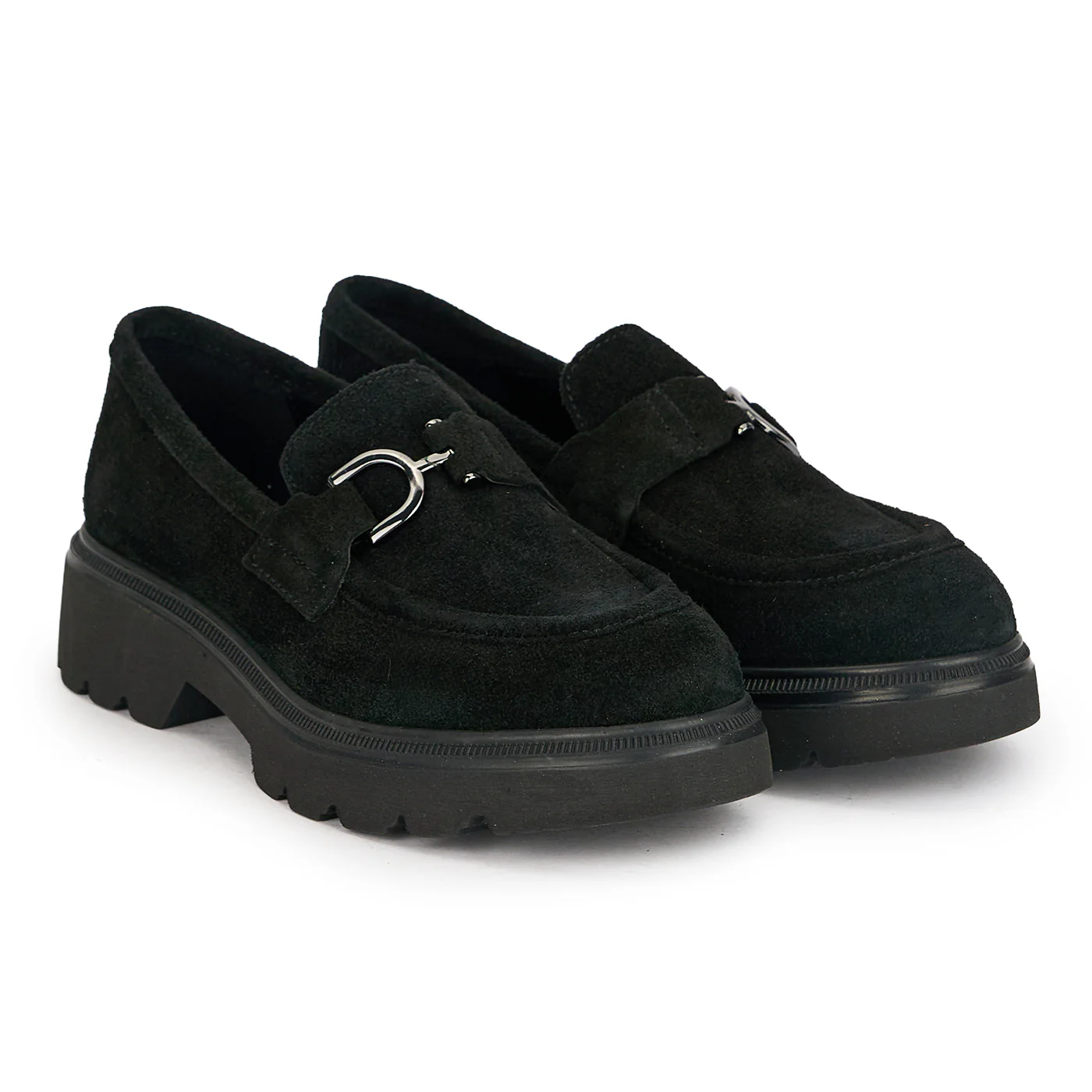 Pantofi dama din piele naturala neagra cu accesoriu metalic 19099 - Image 4