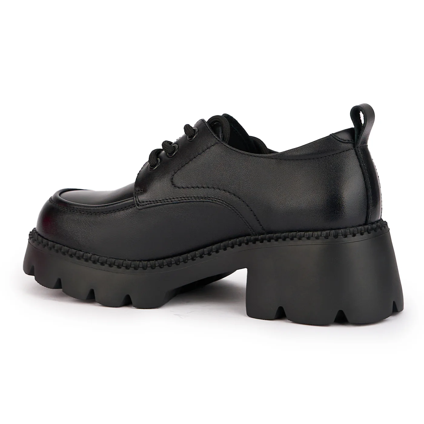 Pantofi dama din piele naturala neagra cu talpa inalta 16841 - Image 4