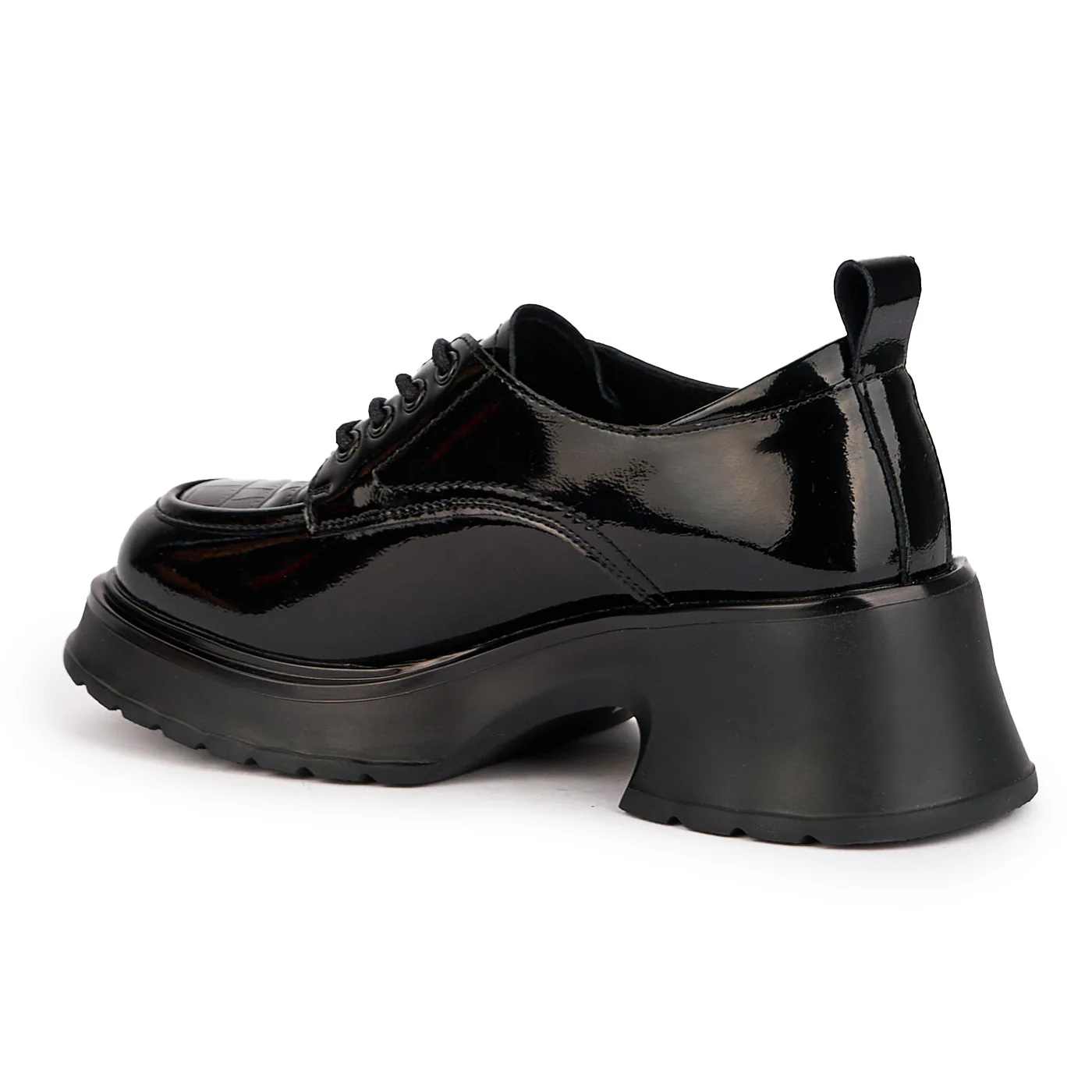 Pantofi dama din piele naturala neagra cu talpa inalta 16996 - Image 2