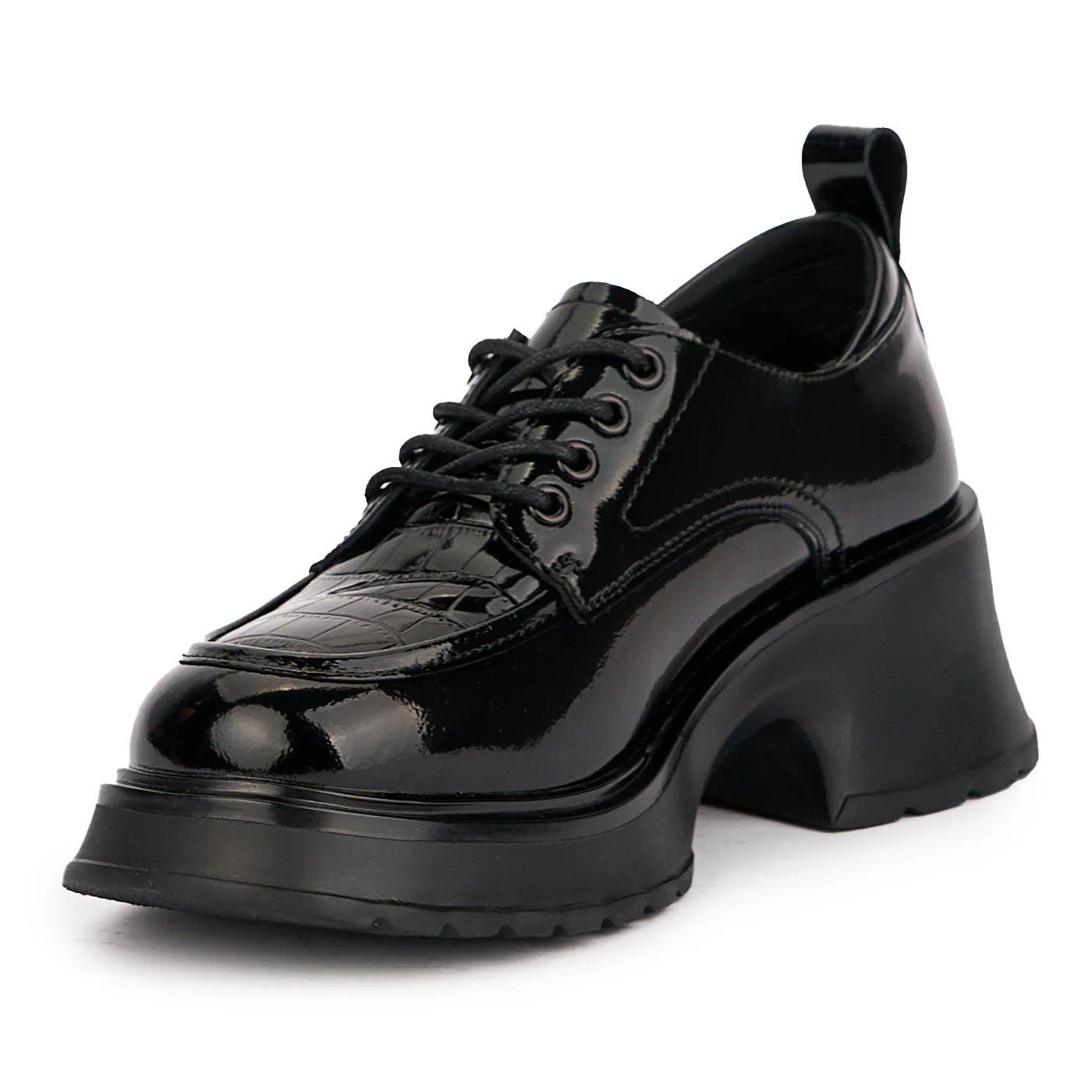 Pantofi dama din piele naturala neagra cu talpa inalta 16996 - Image 3