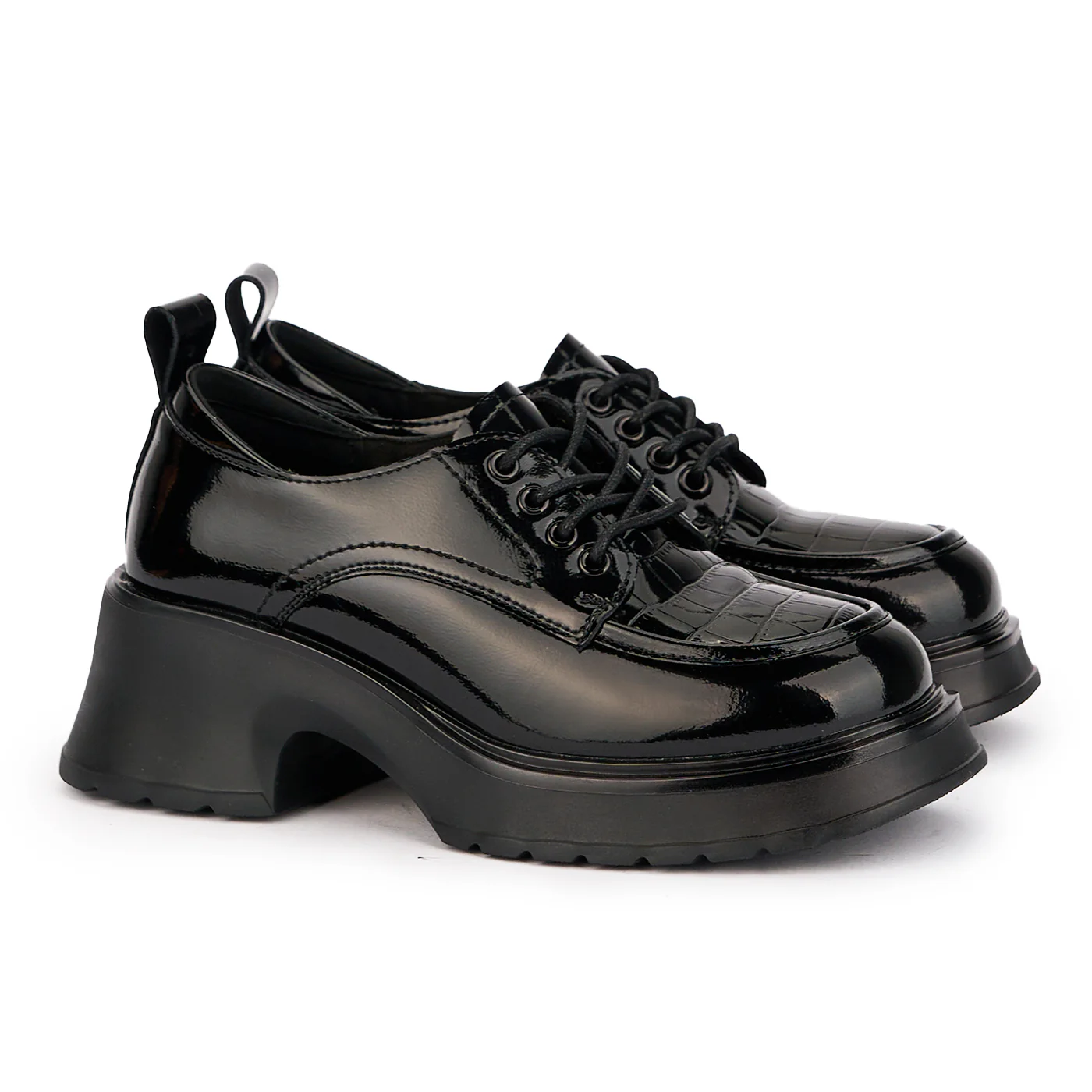 Pantofi dama din piele naturala neagra cu talpa inalta 16996 - Image 4