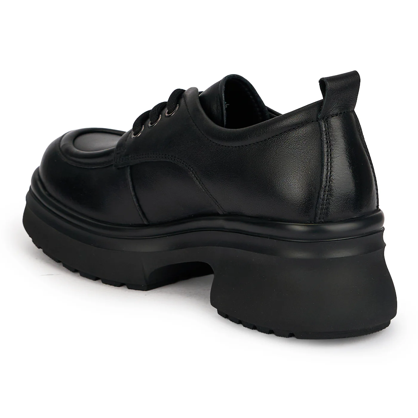 Pantofi dama din piele naturala neagra cu talpa inalta 5.5 cm 19549 - Image 2