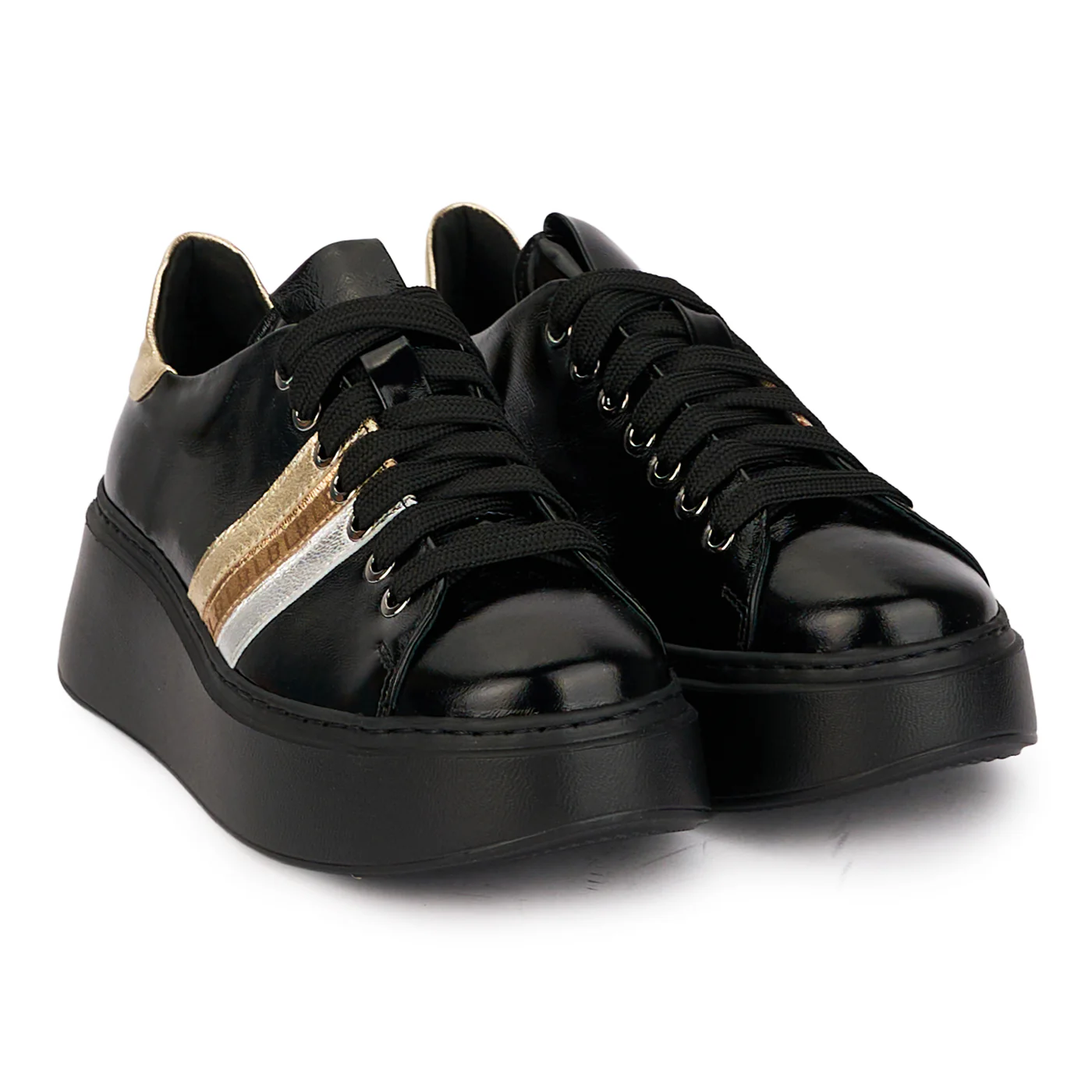 Pantofi dama din piele naturala neagra cu talpa inalta 5 cm 18471 - Image 4