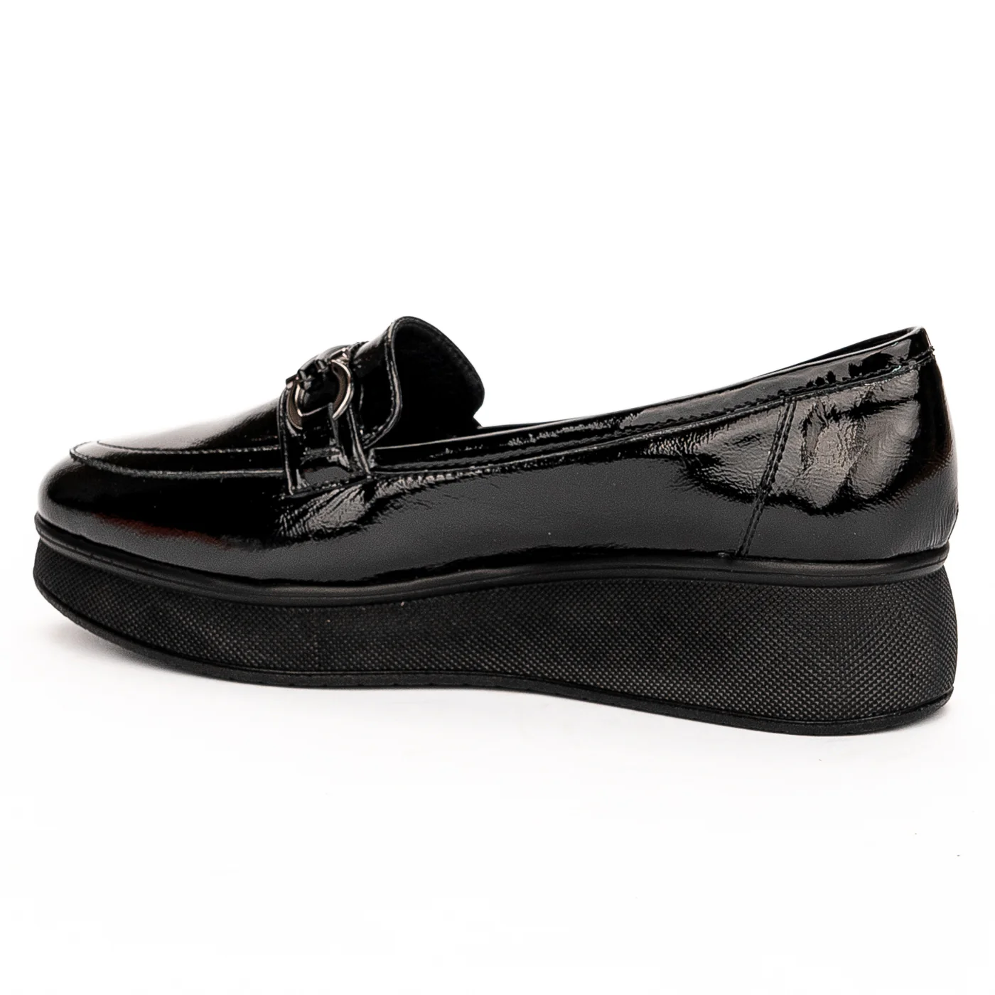 Pantofi dama din piele naturala neagra cu talpa ortopedica 13263 - Image 2