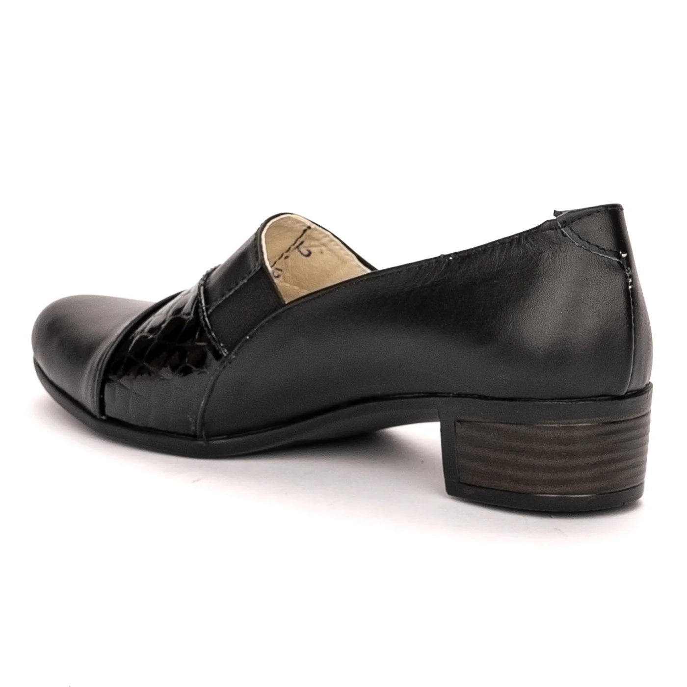 Pantofi dama din piele naturala neagra cu toc 3.5 cm 13431 - Image 2