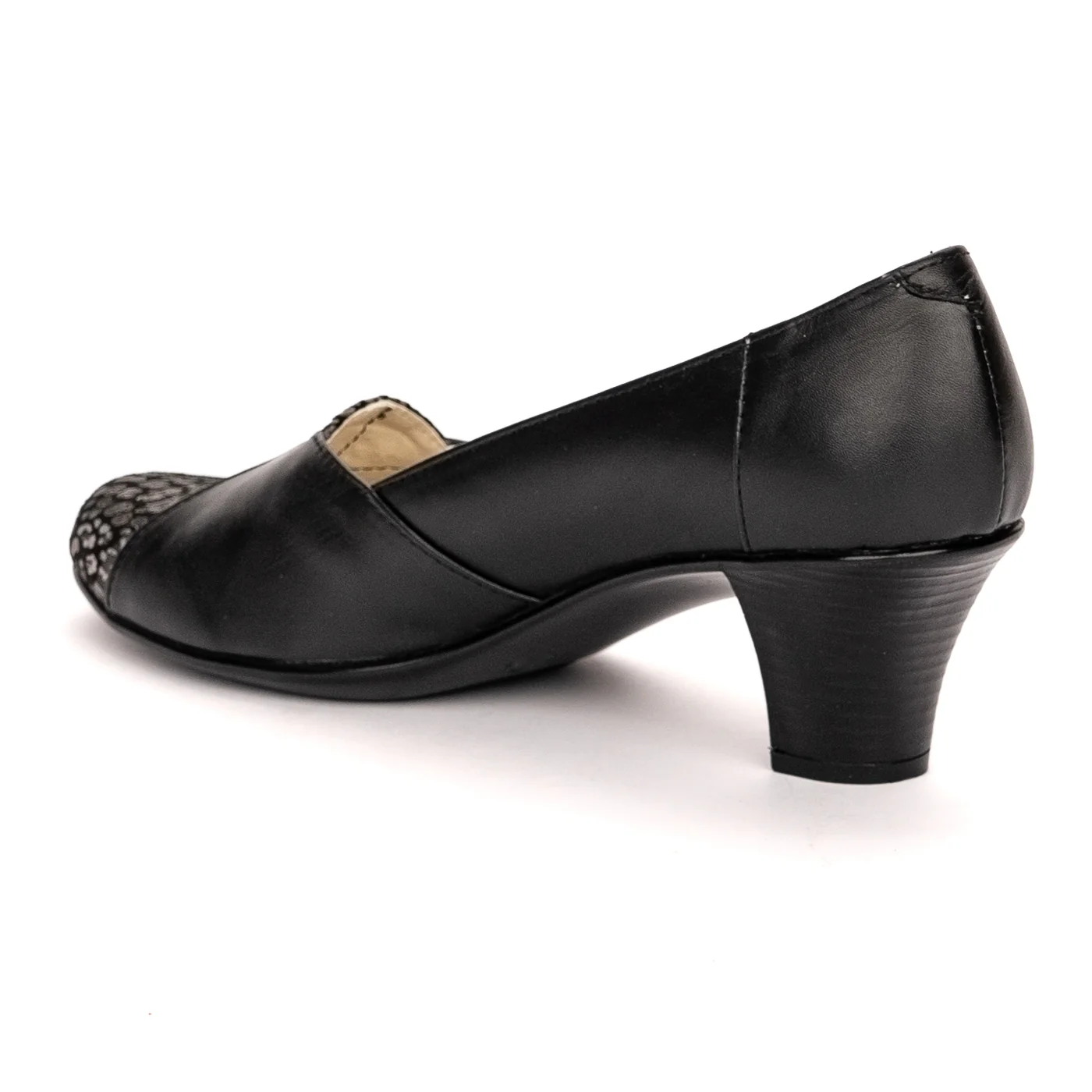 Pantofi dama din piele naturala neagra cu toc 5 cm 13445 - Image 2