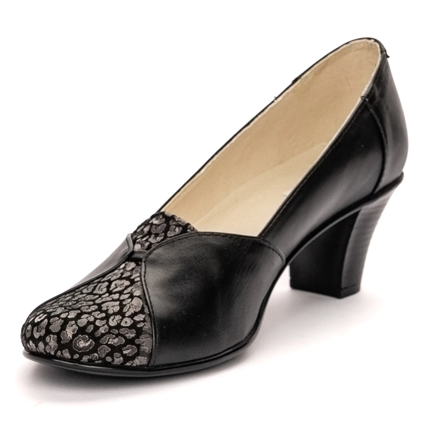 Pantofi dama din piele naturala neagra cu toc 5 cm 13445 - Image 3