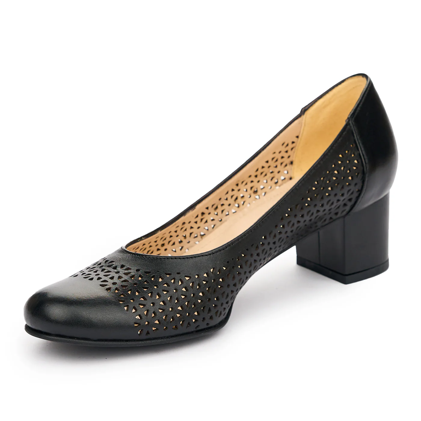 Pantofi dama din piele naturala neagra cu toc 5cm 12989 - Image 3