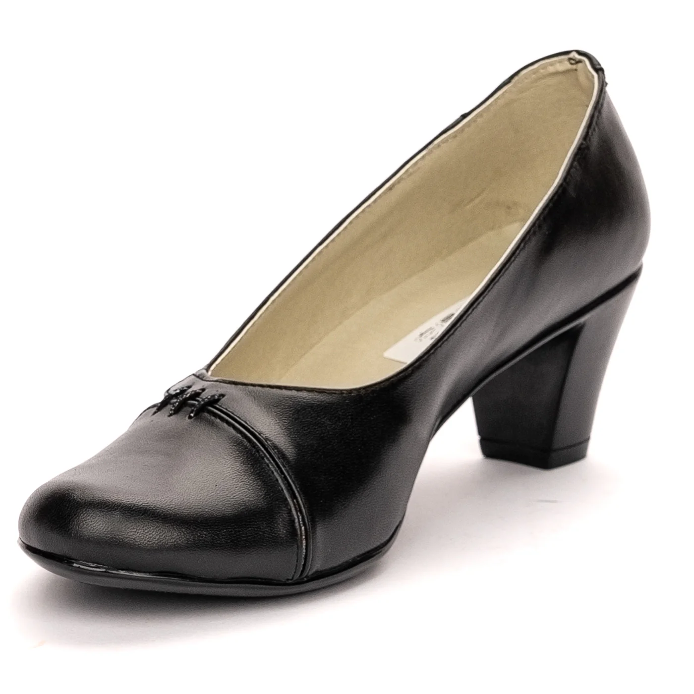 Pantofi dama din piele naturala neagra cu toc 6 cm 13423 - Image 3